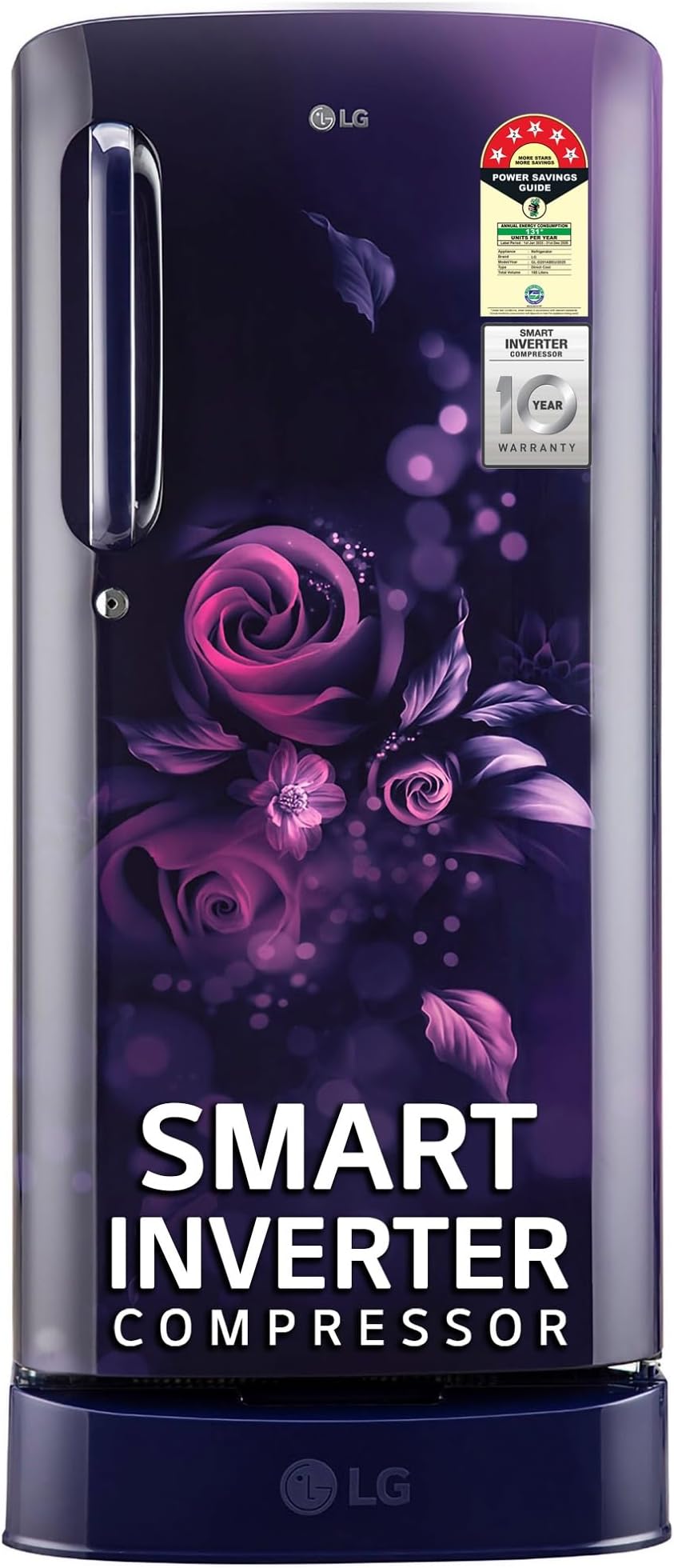 LG 185 L 5 Star Inverter Direct-Cool Single Door Refrigerator (GL-D201ABEU, Blue Euphoria, Base stand with drawer)