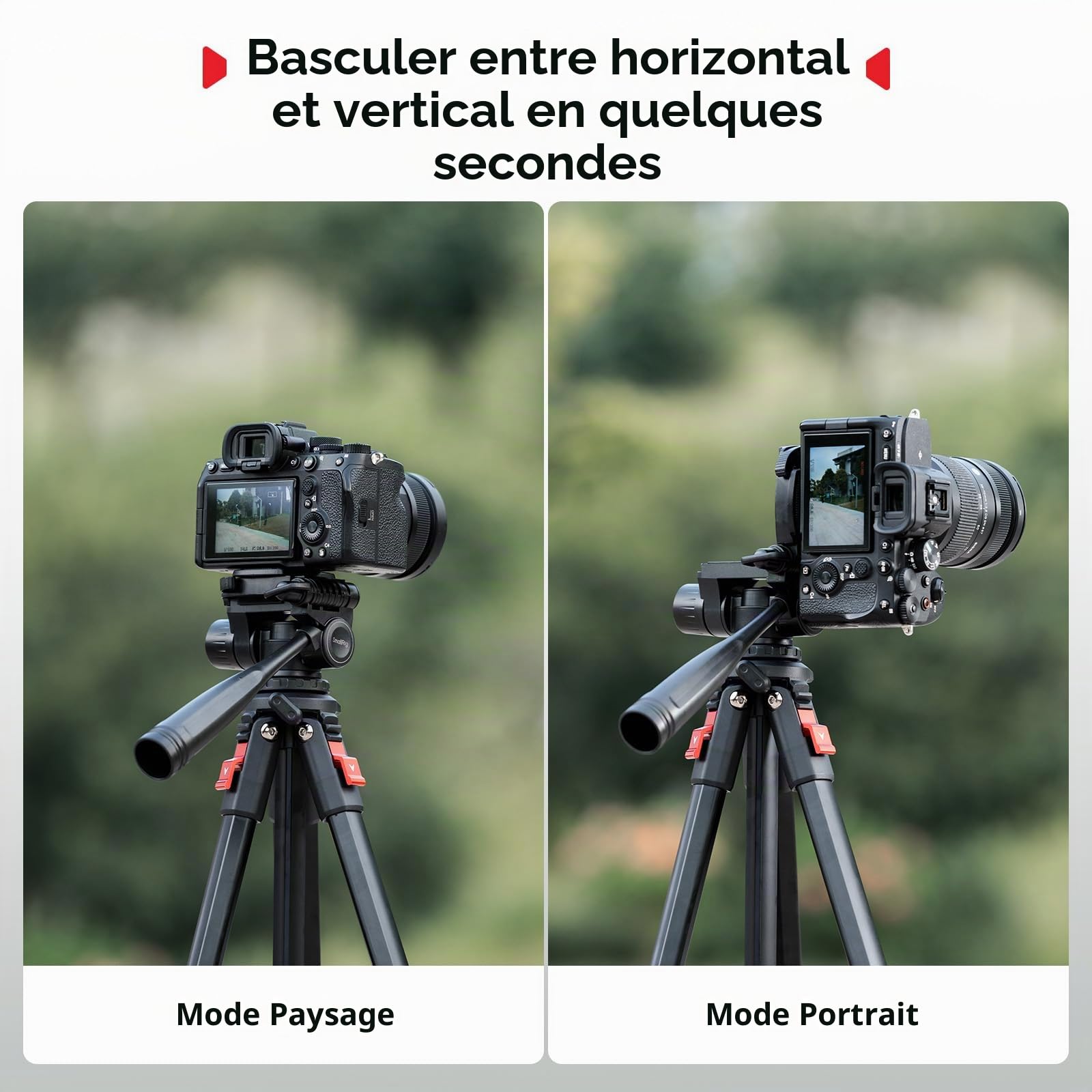 SMALLRIG 172 cm Trépied de Voyage en Aluminium avec Clip pour Caméra et Téléphone, Trépieds Portables avec Pieds à Verrouillage Rapide, pour Diffusion en Direct et Vlogging, Charge Max 5 kg - 5474