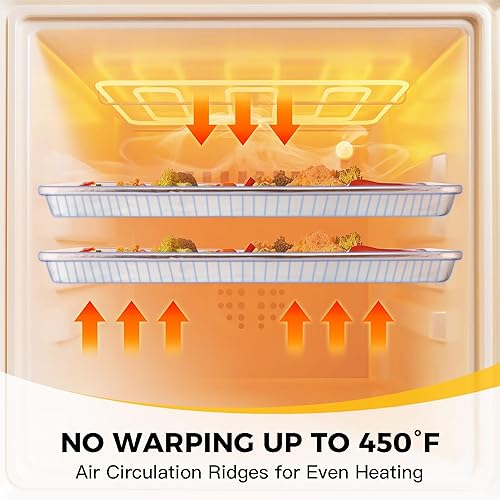 Miniatura 41 de HONGBAKE Paquete de 2 bandejas de un cuarto de hoja para hornear antiadherentes, bandeja de galletas comerciales para hornear con superficie