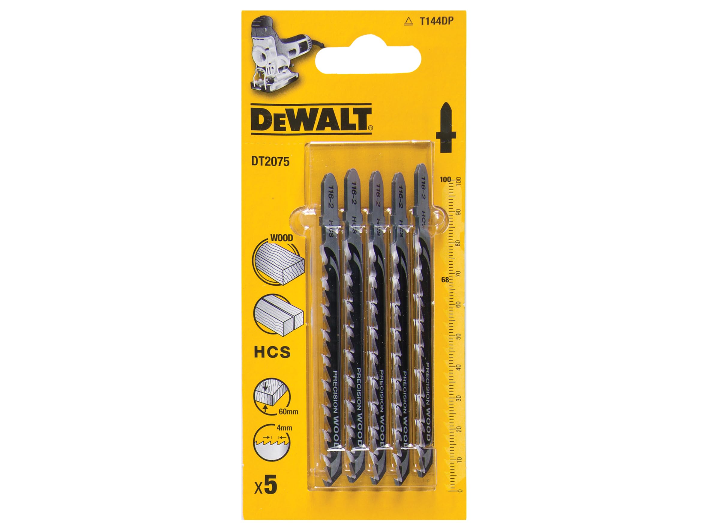 DeWalt T144DP HCS Wood Cutting Jigsaw Blades Pack of 5