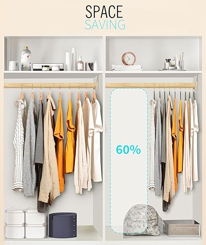 Miniatura 5 de ManGotree Perchas de terciopelo con gancho dorado giratorio de 360 grados, perchas antideslizantes, perchas ultrafinas que ahorran espacio, perchas