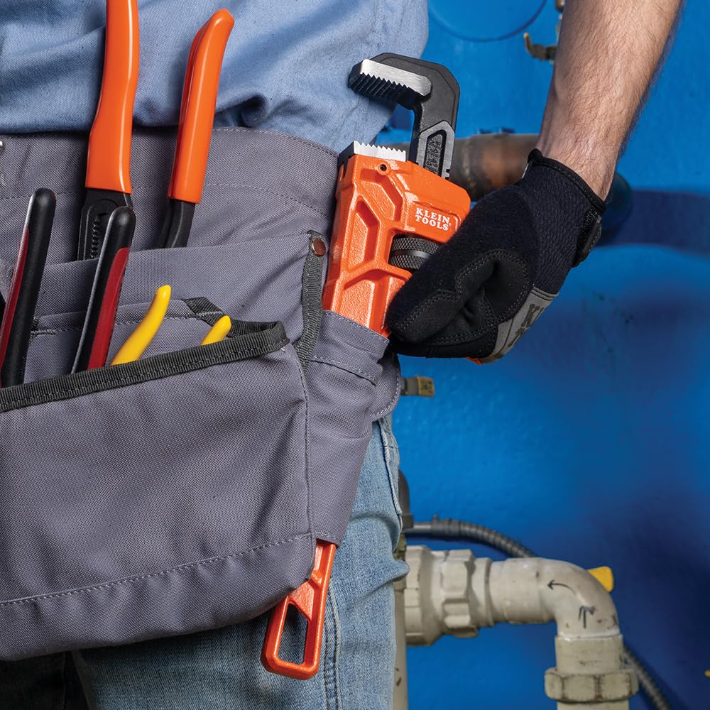 Klein Tools 68227 Llave de tubo de hierro fundido de 14 pulgadas, llave de fontanería ajustable resistente con mango de viga en I, capacidad de mandíbula de 2 pulgadas