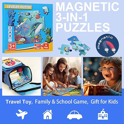 Miniatura 2 de Rompecabezas oceánico, juguetes para niños y niñas de 3, 4, 5, 6 años, rompecabezas magnético para niños, juegos educativos y juguetes preescolares