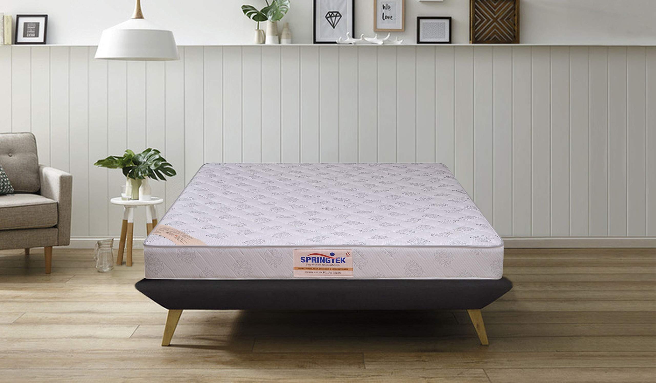 Springtek Dreamer Bonnel Spring Mattress GSM Anti Microbial Fabric | Premium Denisty Comfort Layer & Felt Support Gadda | 6 Inch Double Bed Mattresses | 78x48 Inches