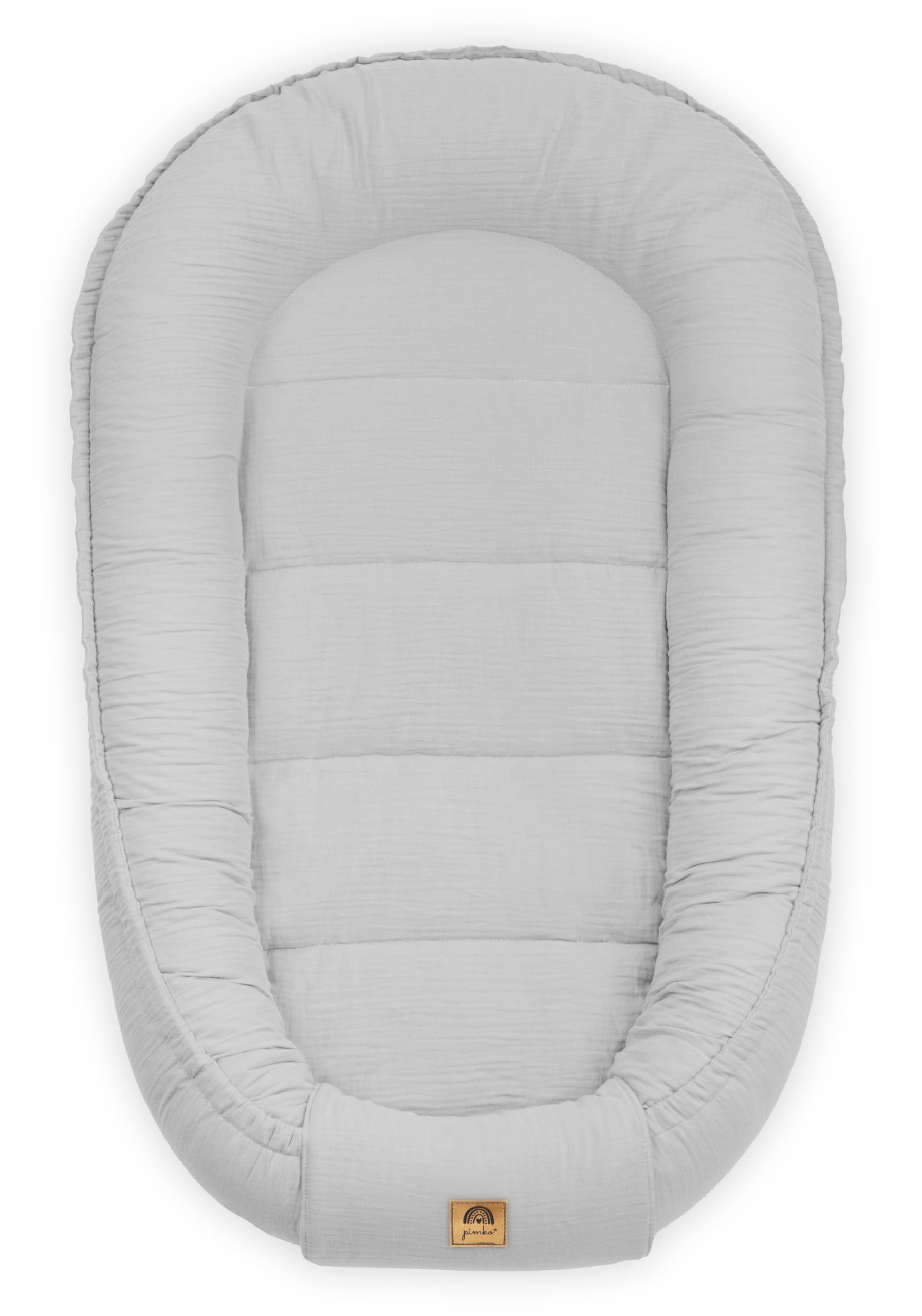 PIMKO Babynest Babynestchen für Baby Kuschelnest Babykokon für Säuglinge und Neugeborene Nestchen 60 x 90 cm 100% Baumwolle Musselin - Pearl Grau