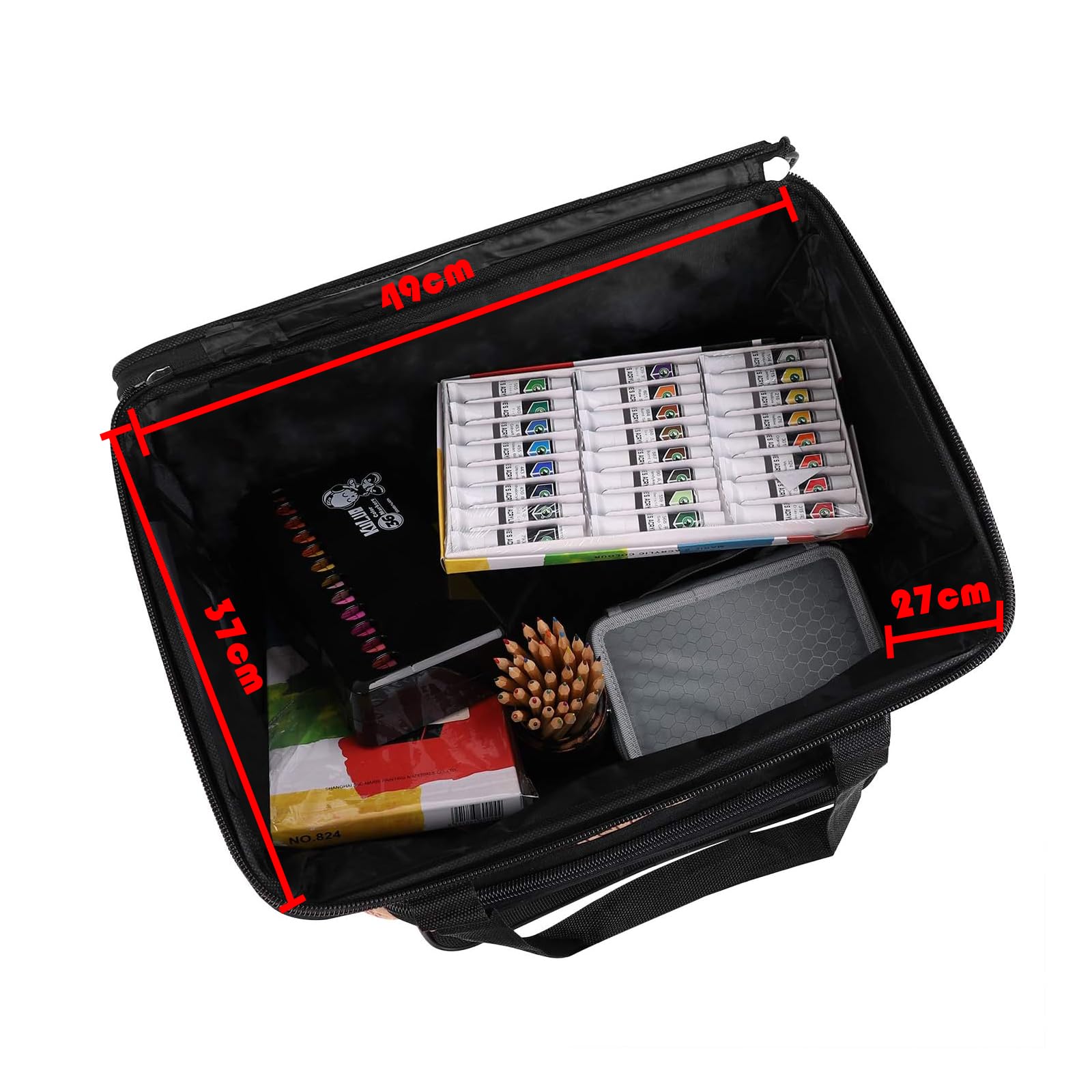 YJZQ Sac Besace pour Kit d'artist Portfolios Artiste Trousse géante pour Fournitures artistiques Sacoche Mallette Peinture Boîte Rangement rétro Style Journalistique