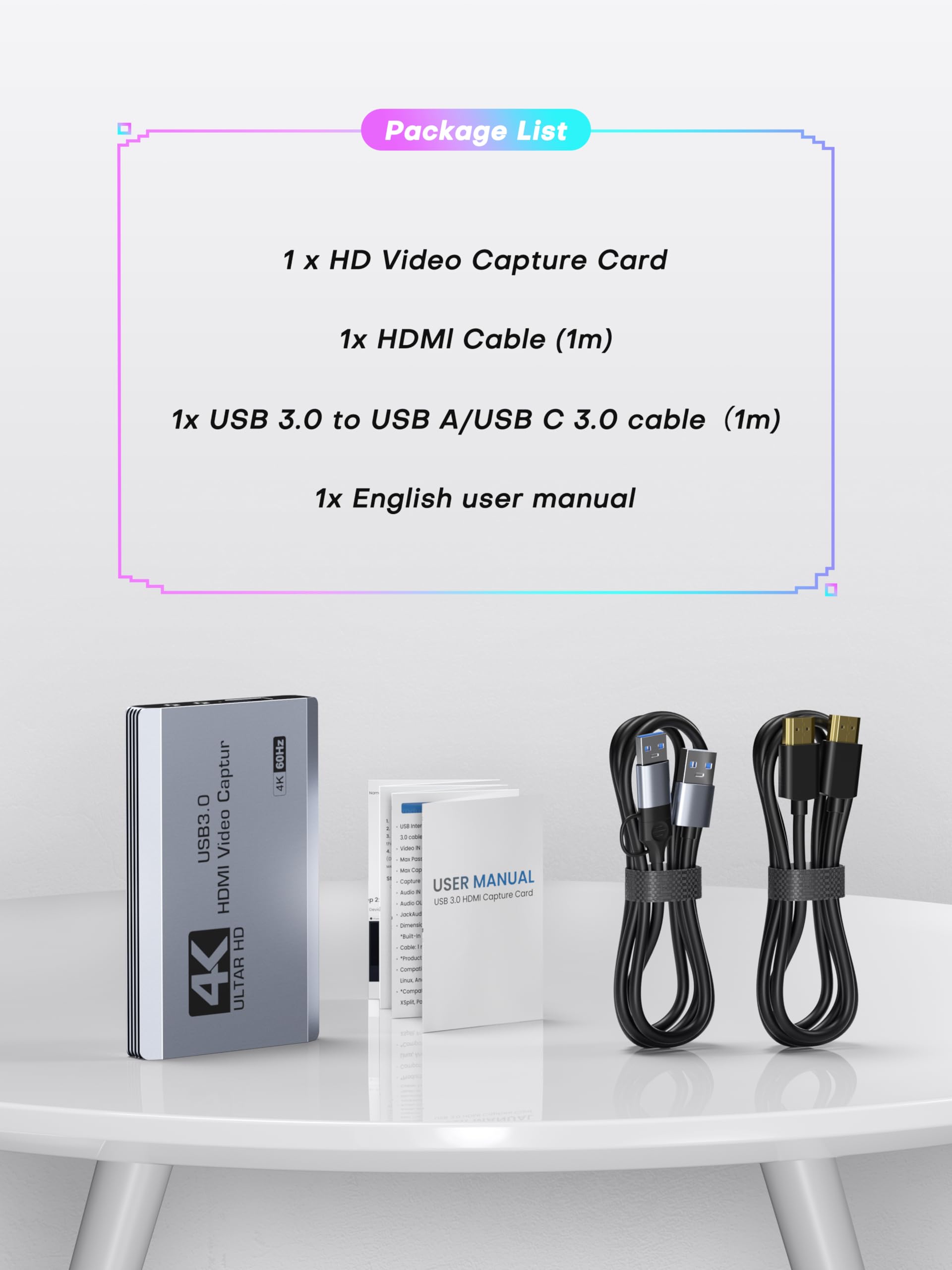 XIIXMASK Tarjeta de captura de video, tarjeta de captura USB 3.0 4K HDMI Loop-Out, 4K 60FPS/1080P 240FPS captura de videojuegos para PS5/cámara/PC/transmisión