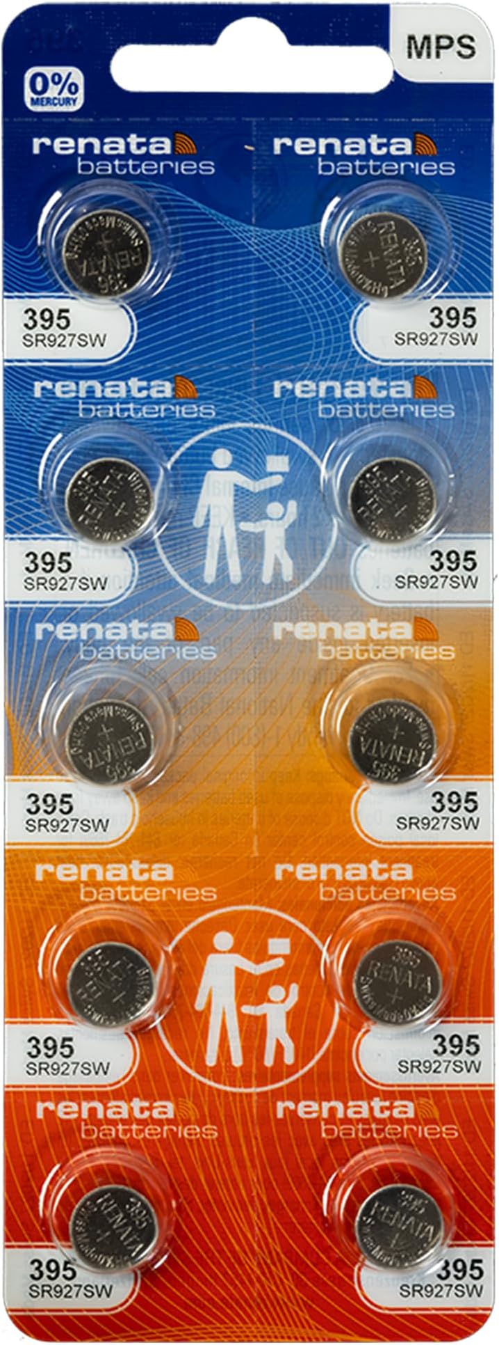 Renata 395 SR927SW Batteries - 1.55V Silver Oxide 395 Watch Battery (10 Count)