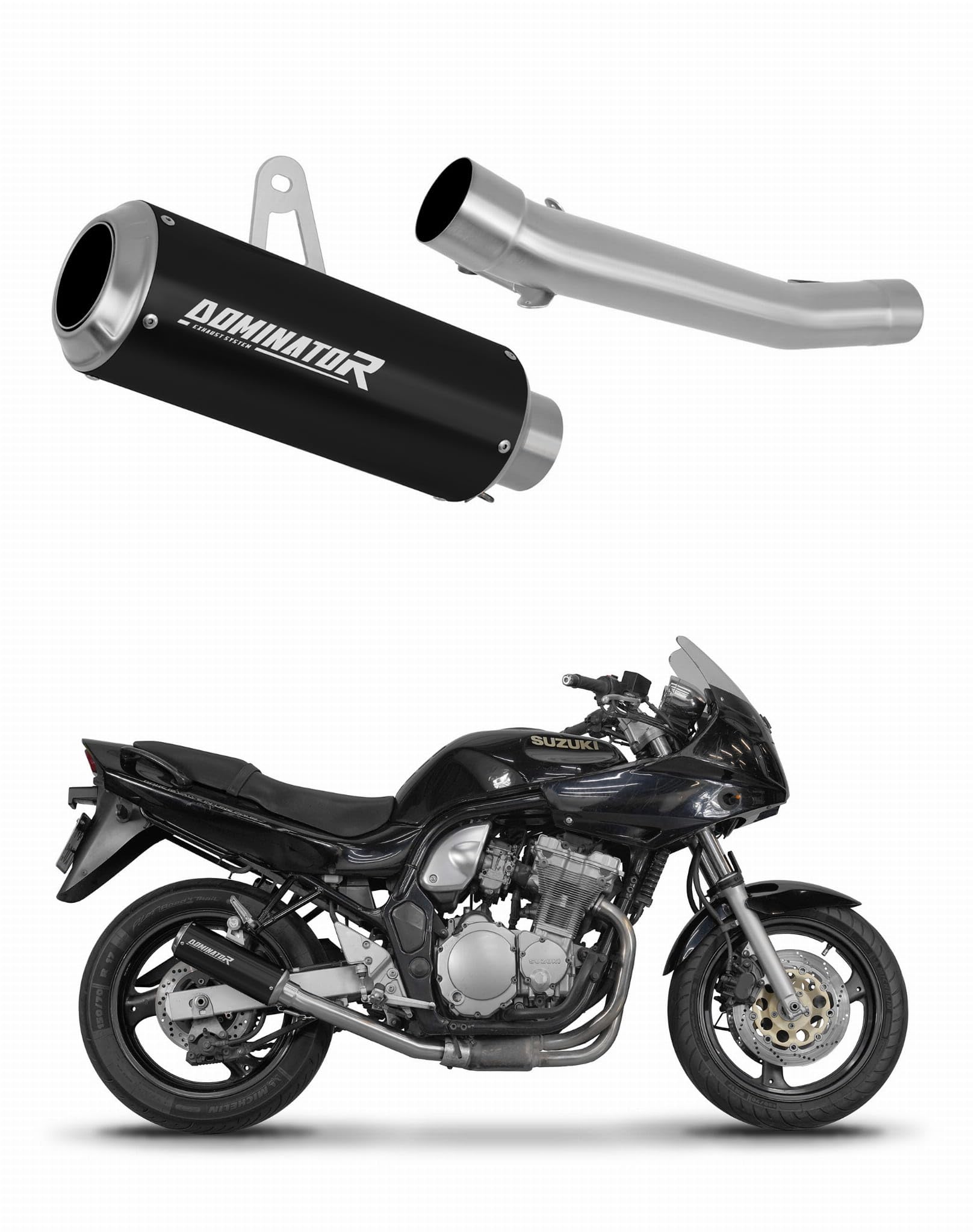 DOMINATOR Silenciador Escape GP NEGRO compatible con GSF BANDIT N/S 600 1995-1999