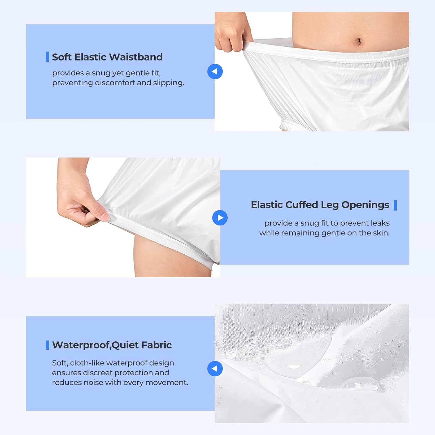 Adult Diaper Cover for Incontinence Noiseless Leakproof Underwear for Incontinence Reusable Adult Incontinence Underpants for Men and Women Comfortable All-Day Protection