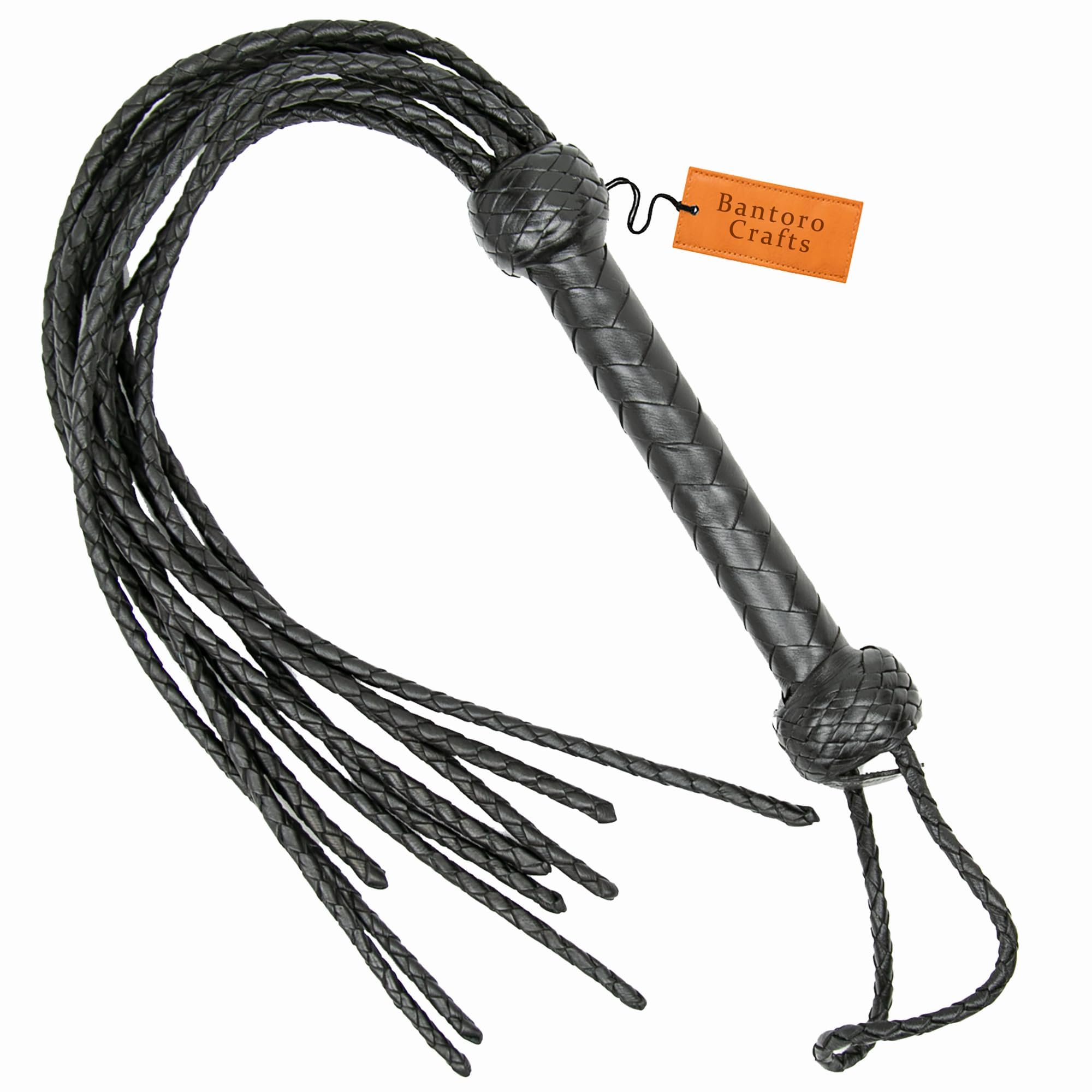 Látigo erótico de Cuero Negro Cat-O-Nine Tails Látigo de Cuero de Nueve Colas Látigo de Cuero Hecho a Mano Látigo Thuddy