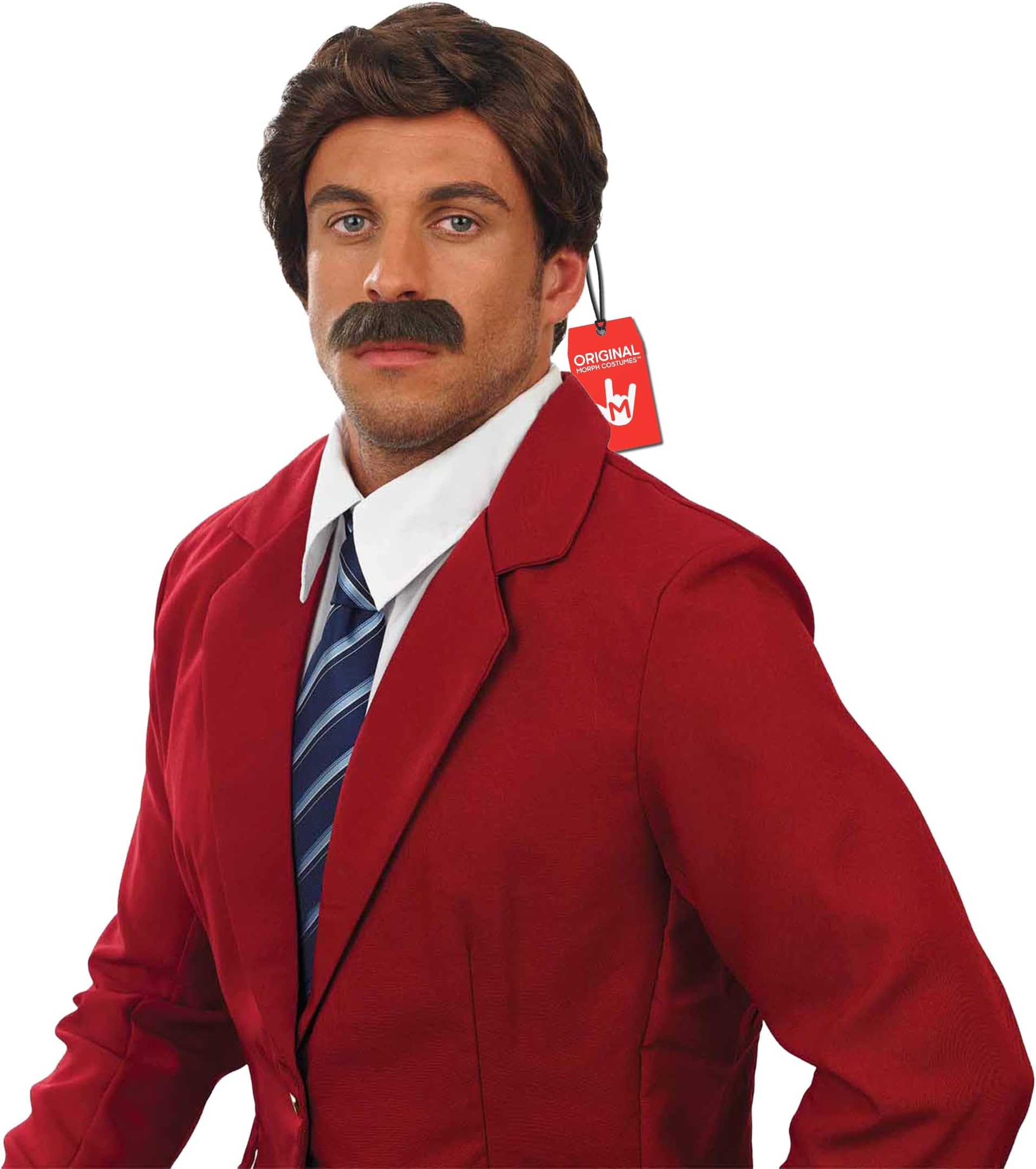– Mens Movie Newsreader Wig & Moustache Adults Comedy Film Polyester Costume Accessories