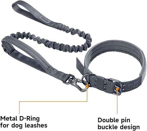 Miniatura 4 de EXCELLENT ELITE SPANKER Collar militar para perro de 1.5 pulgadas de ancho, anillo en D de metal ajustable y hebilla para perros medianos y grandes