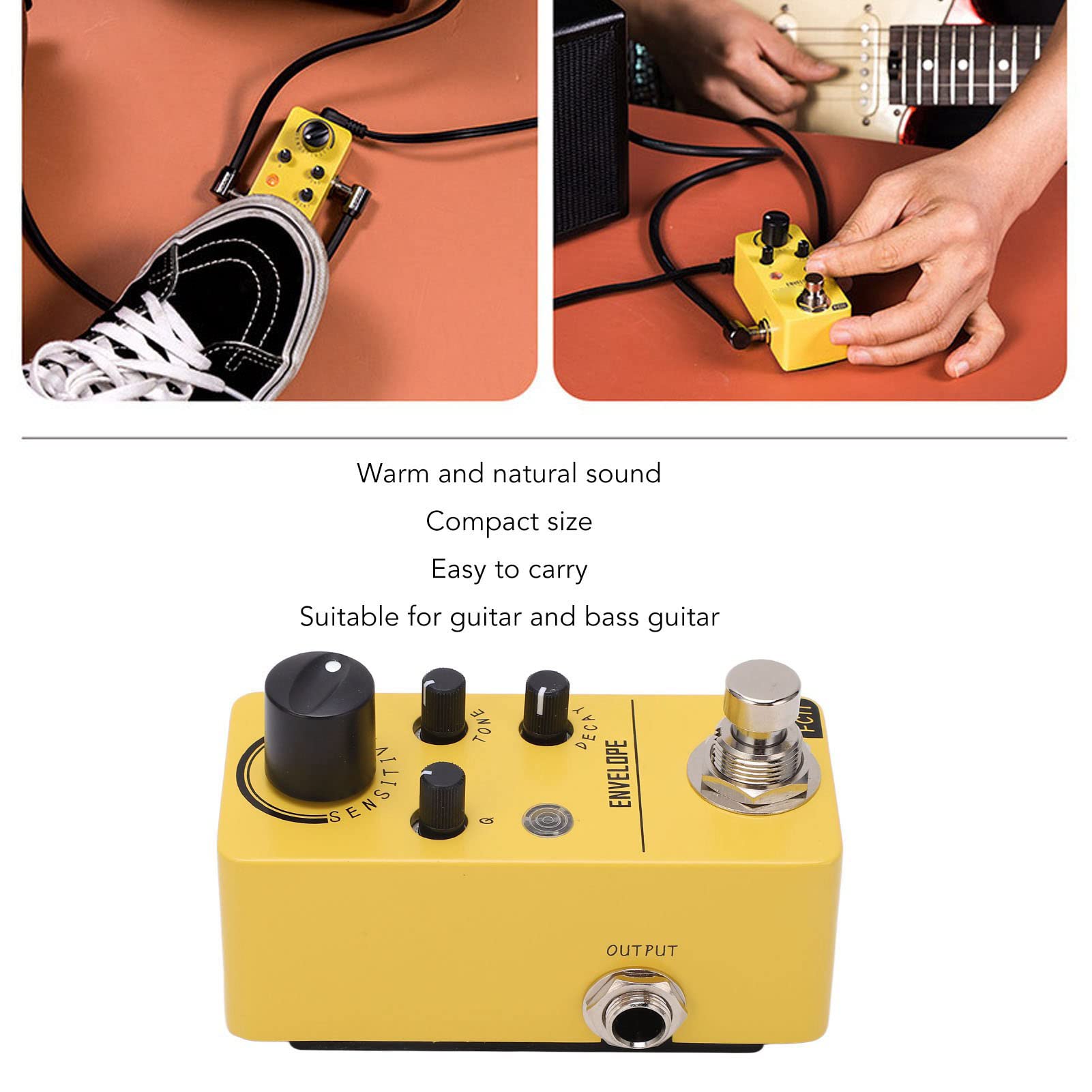 Pedale Effetto per Chitarra Elettrica Design Giallo Compatto per un Suono Professionale Durante Lezioni di Musica e Feste
