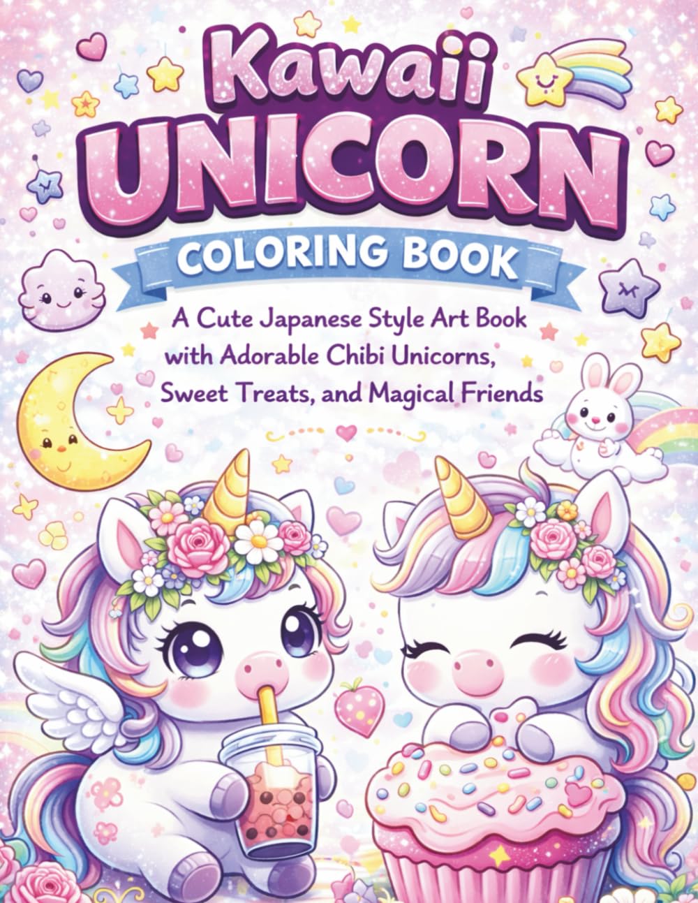 Kawaii Unicorn Coloring Book for Kids Ages 4-8: A Cute Japanese Style Art Book with Adorable Chibi Unicorns, Sweet Treats, and Magical Friends – Fun Girls Activity Pages