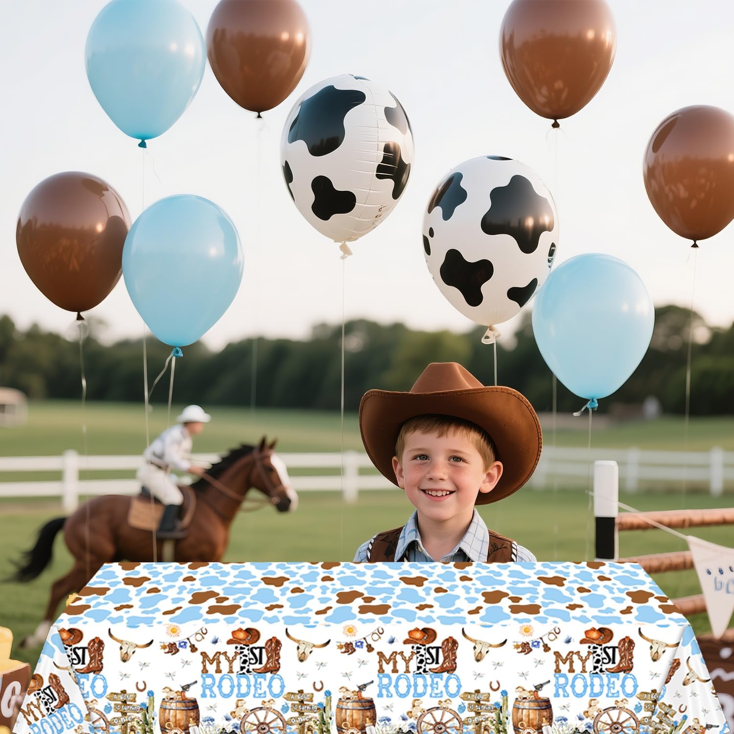 METIXOZE 3ps My First Rodeo Birthday Party Tablecloth Western Cowboys 1st Bday Table Cover Decorations My 1st Rodeo Boys Bday Baby Shower Party Supplies Decor