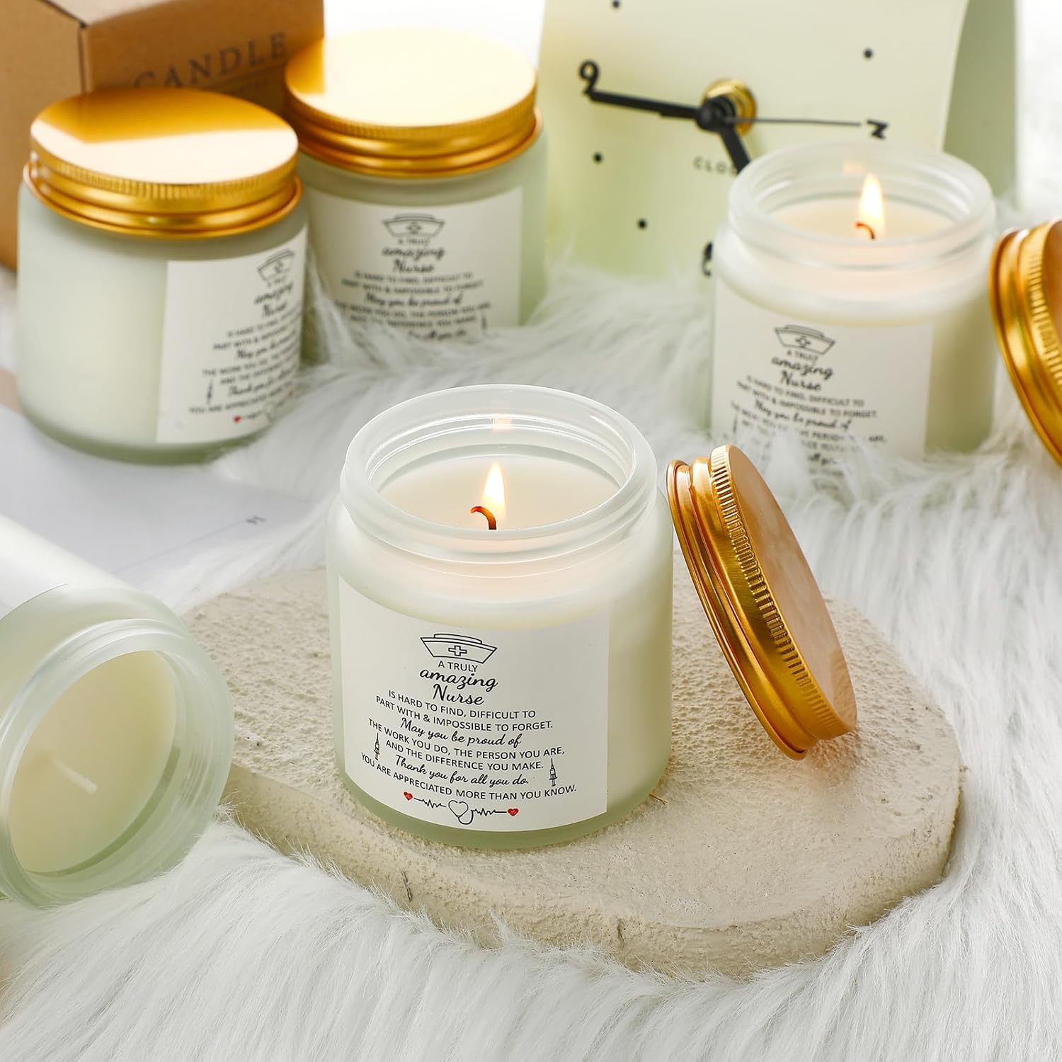 MTLEE 12 Pcs Nurse Appreciation Gifts Scented Candles 3.5 oz Soy Wax Candles for Nurses Week Registered New Future Practitioner School Graduation Gifts (12 Fresh Scents,White)