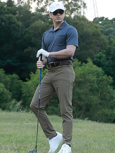 Miniatura 7 de BGOWATU Camisas polo de manga corta con cuello para hombre, camisas de golf de secado rápido con bolsillo