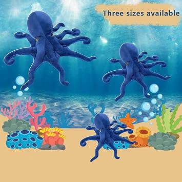 Tiny Heart octopus Plush Stuffed Animal 45cm/17” Realistic octopus Plush Toy Lovely Sea Animal Cute Soft Gifts octopus for Kids Bedtime Companion Plushie Collection Interactive Play Blue