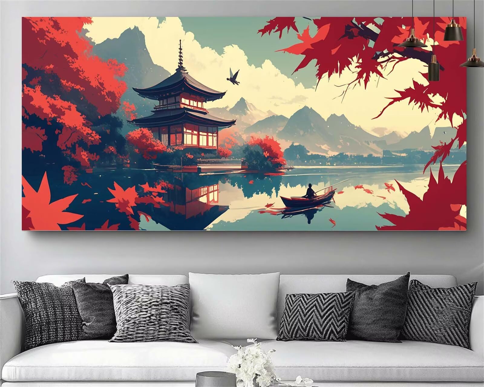 Japon Diamond Painting Paysage Diamond Painting Enfant Broderie Kit Complet, 5D Peinture Diamant Point de Croix Cristal Artisanat,DIY Tableau Strass Diamant Canevas Débutant Kit, Gifts 60x180cm M671