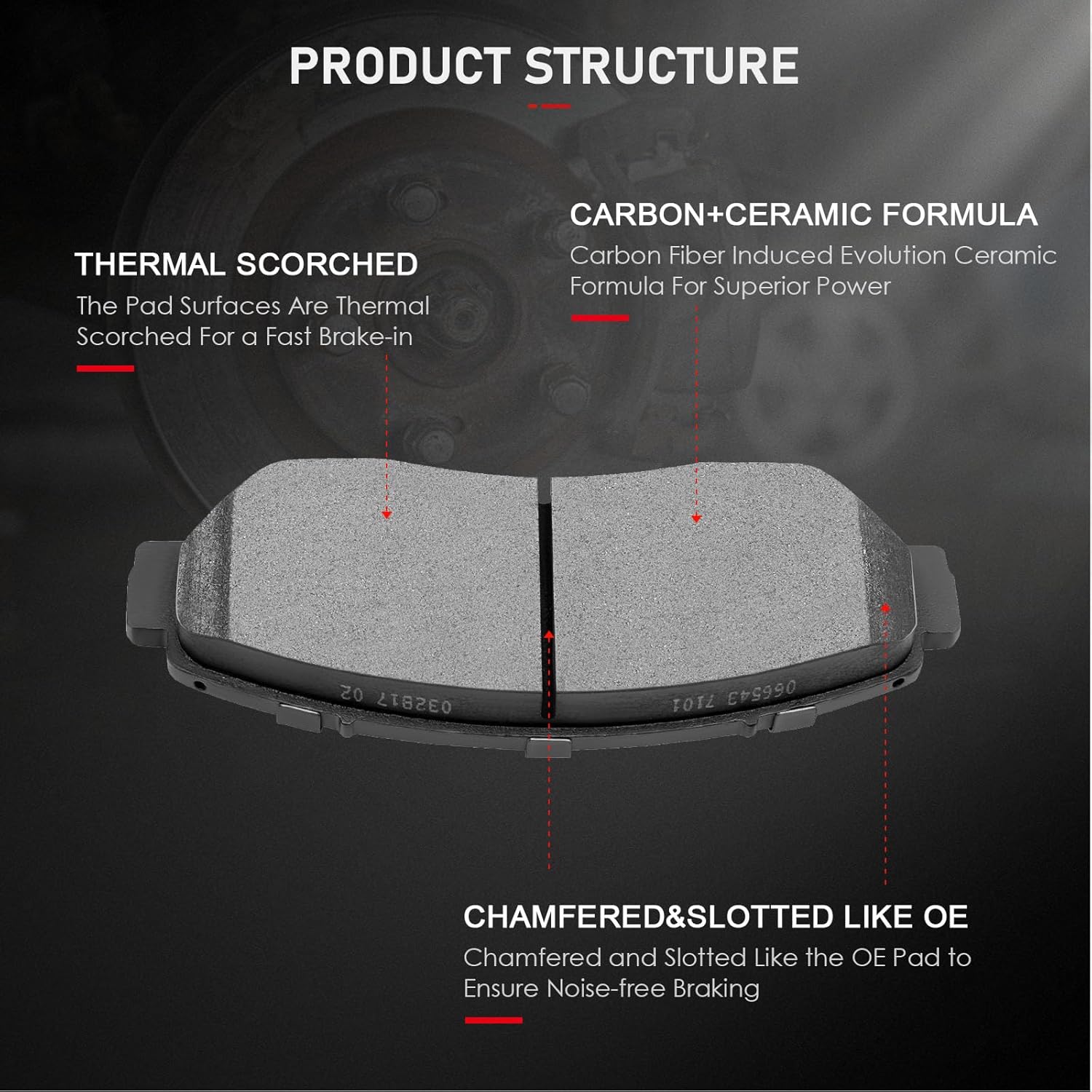 cciyu D1521 Front Ceramic Disc Brake Pads Kit Fit For Acura For RDX 2019-2025,For TLX 2021-2025,For Honda For Crosstour 2012-2015,For CR-V 2012-2016,For Odyssey 2011-2017,For Passport 2019-2025 4PCS