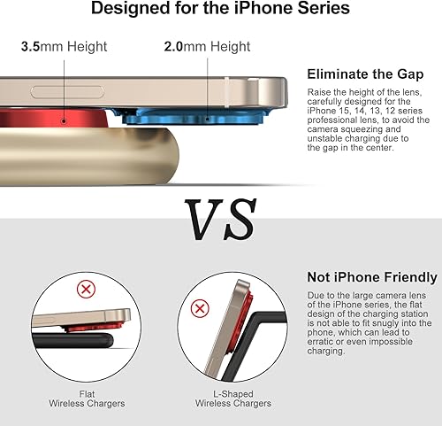 Miniatura 6 de Estación de carga magnética, soporte de cargador inalámbrico 3 en 1 más rápido, almohadilla de carga inalámbrica para dispositivos Apple, iPhone