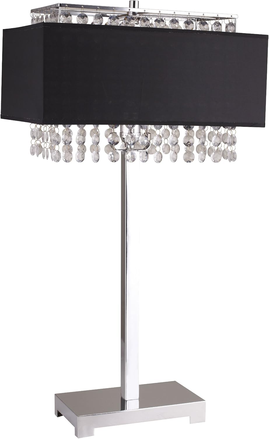 A733BK Shannon Crystal Table Lamp with Fabric Light Diffusing Shade, 27.5-Inch, Black
