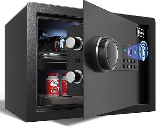 Miniatura 11 de Caja de seguridad biométrica XDeer con bolsa ignífuga, caja de seguridad de acceso rápido con huella dactilar mejorada, caja de seguridad para