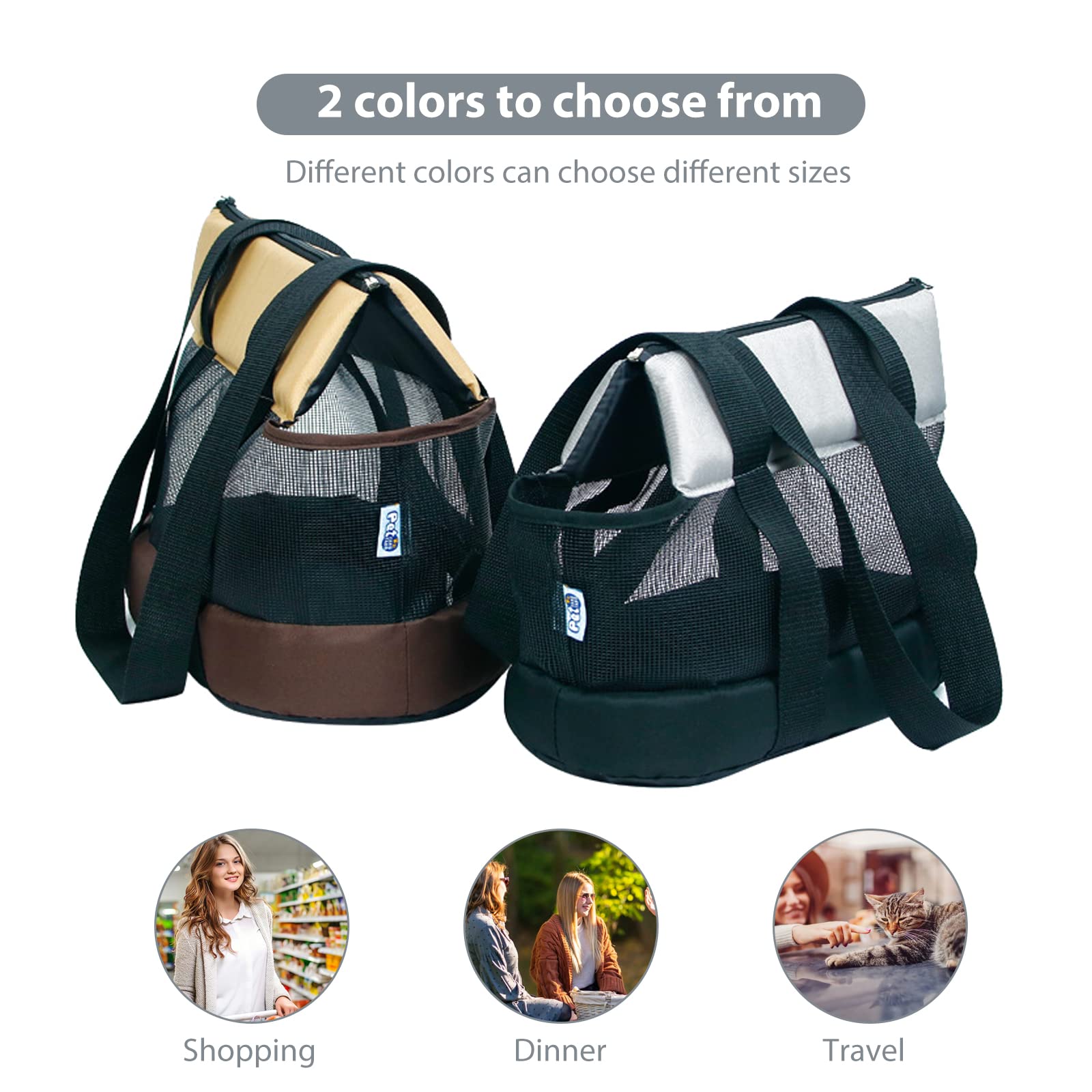 PETCUTE Borsa da Trasporto per Cani e Gatti,Traspirante Borsa da Viaggio per Animali Domestici con Tracolla,Cinghia di Sicurezza Interna,Borsa a Tracolla per Animali Domestici con Pad Rimovibile
