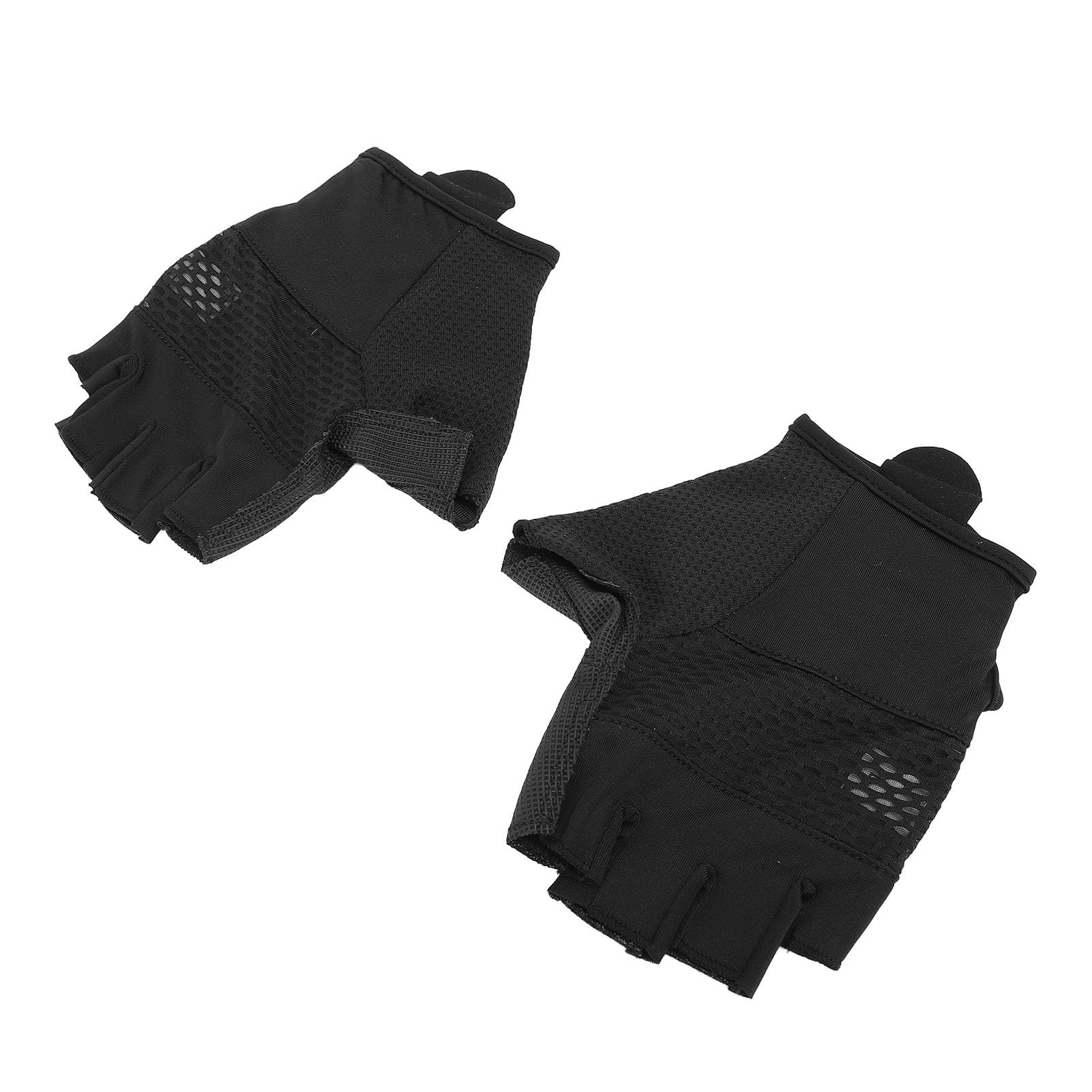 Guantes de Ciclismo Negros de Medio Dedo, Guantes para Bicicleta de Carretera, Transpirables, Antideslizantes y con absorción de Impactos, con Palma de PU, Ideales para Montar en
