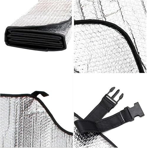 Miniatura 3 de MCBUTY - Parasol para parabrisas de automóvil de 5 capas con reflector ultravioleta, parasol grueso para ventana delantera de automóvil, mantiene el