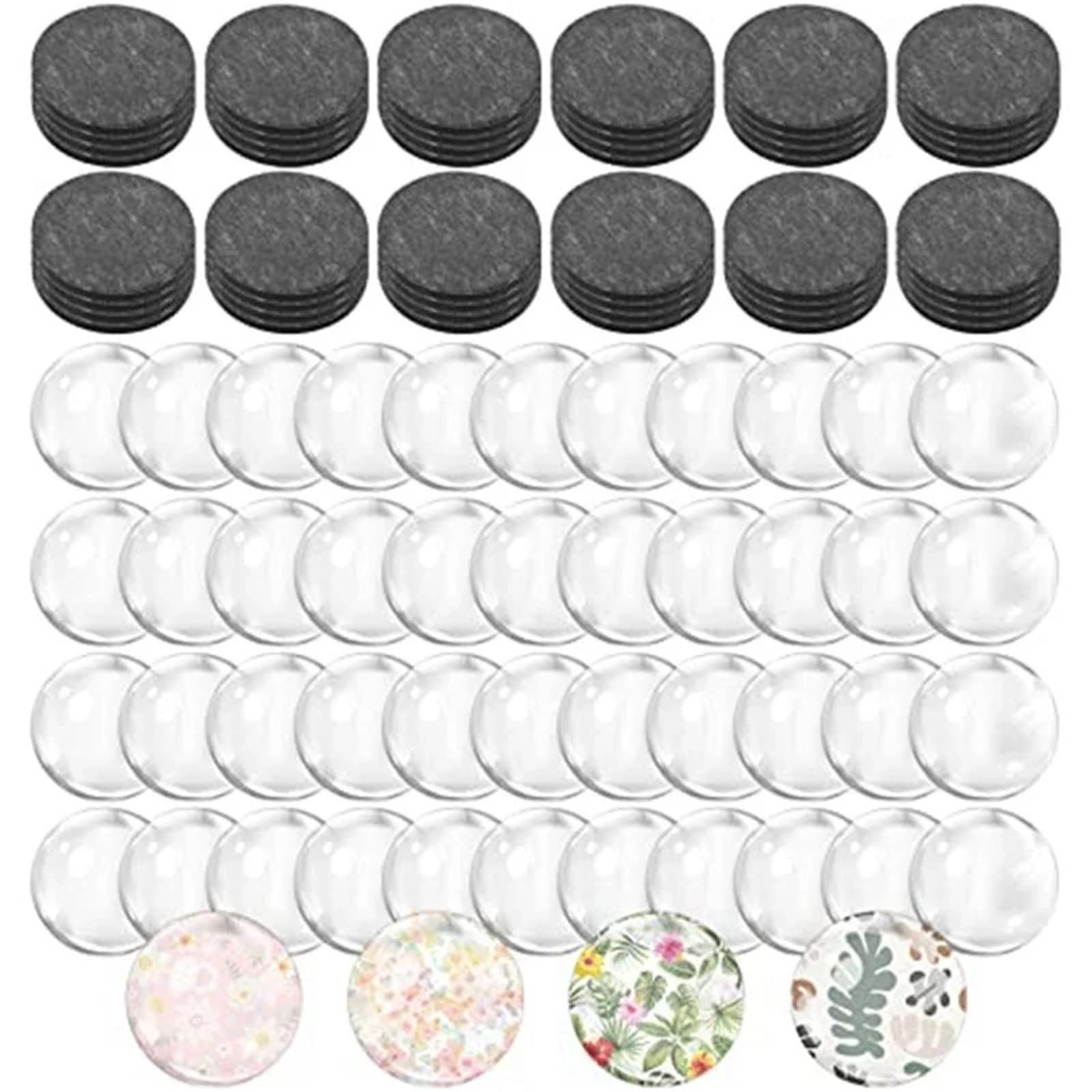 Glass Magnets 48PCS Fridge Magnets Round With Clear Dome Cabochons Glass Discs For Refrigerator Office Locker Whiteboard