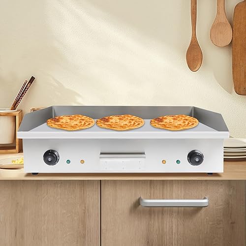 Miniatura 4 de KONKENIE Plancha eléctrica de doble control de 110V 4400 W Placa de cocción de parrilla plana comercial con temperatura ajustable 122.0-572.0 F BBQ