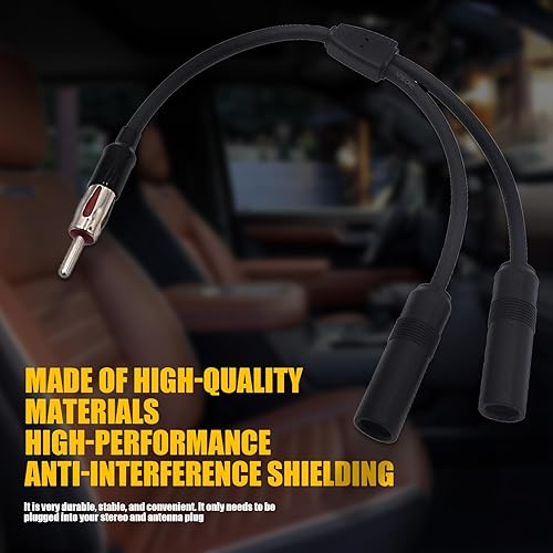 Miniatura 2 de Pack-1 Línea de conexión de antena de radio AM FM para automóvil, 1 macho a 2 hembras, cable de extensión de antena estéreo de señal estable,