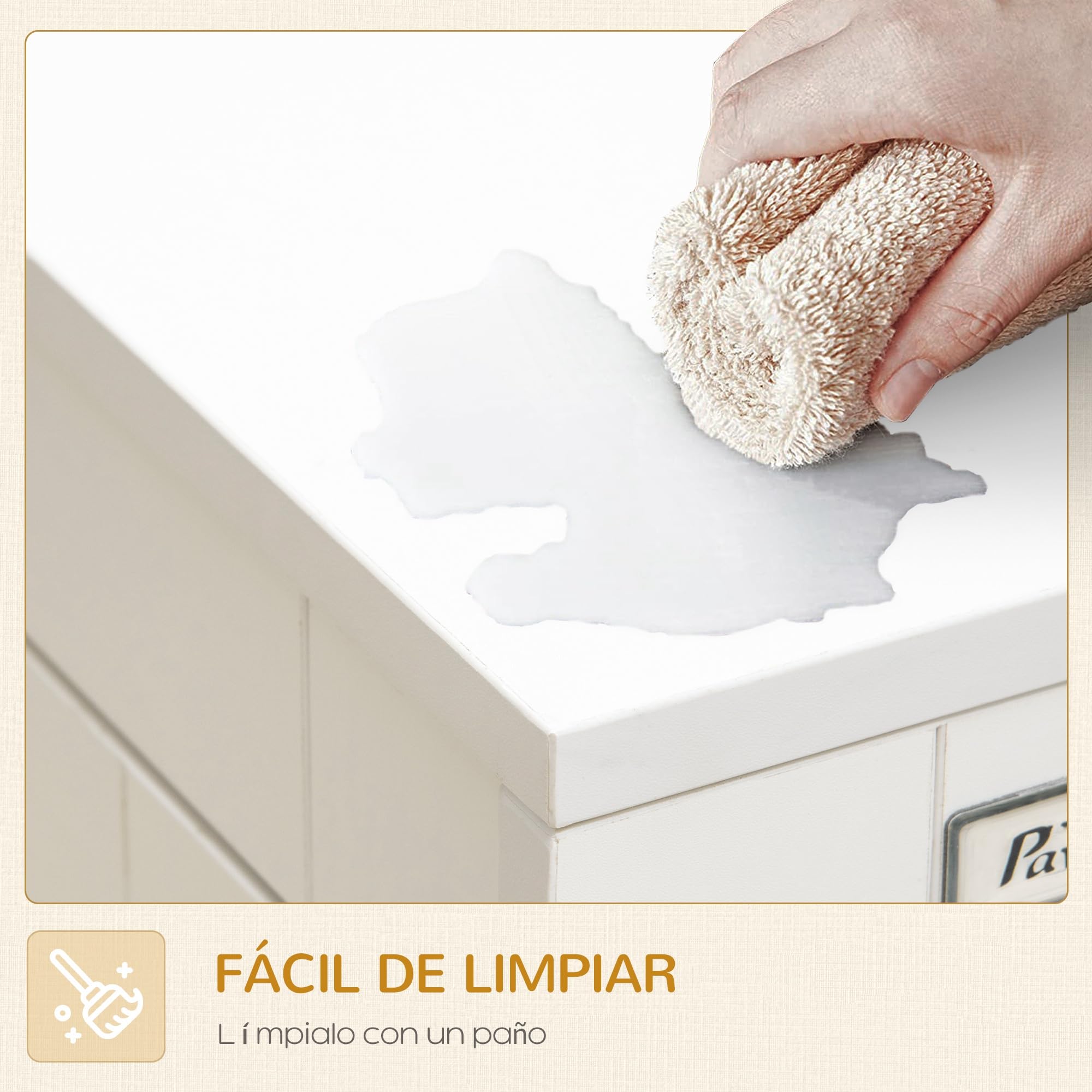 PawHut Jaula para Perros Grandes Estilo Mueble Casa para Perros 94x60x71,5 cm Mesa Auxiliar con 2 Puertas de Pestillo Cojín de Tela Oxford y Rejillas de Acero Blanco