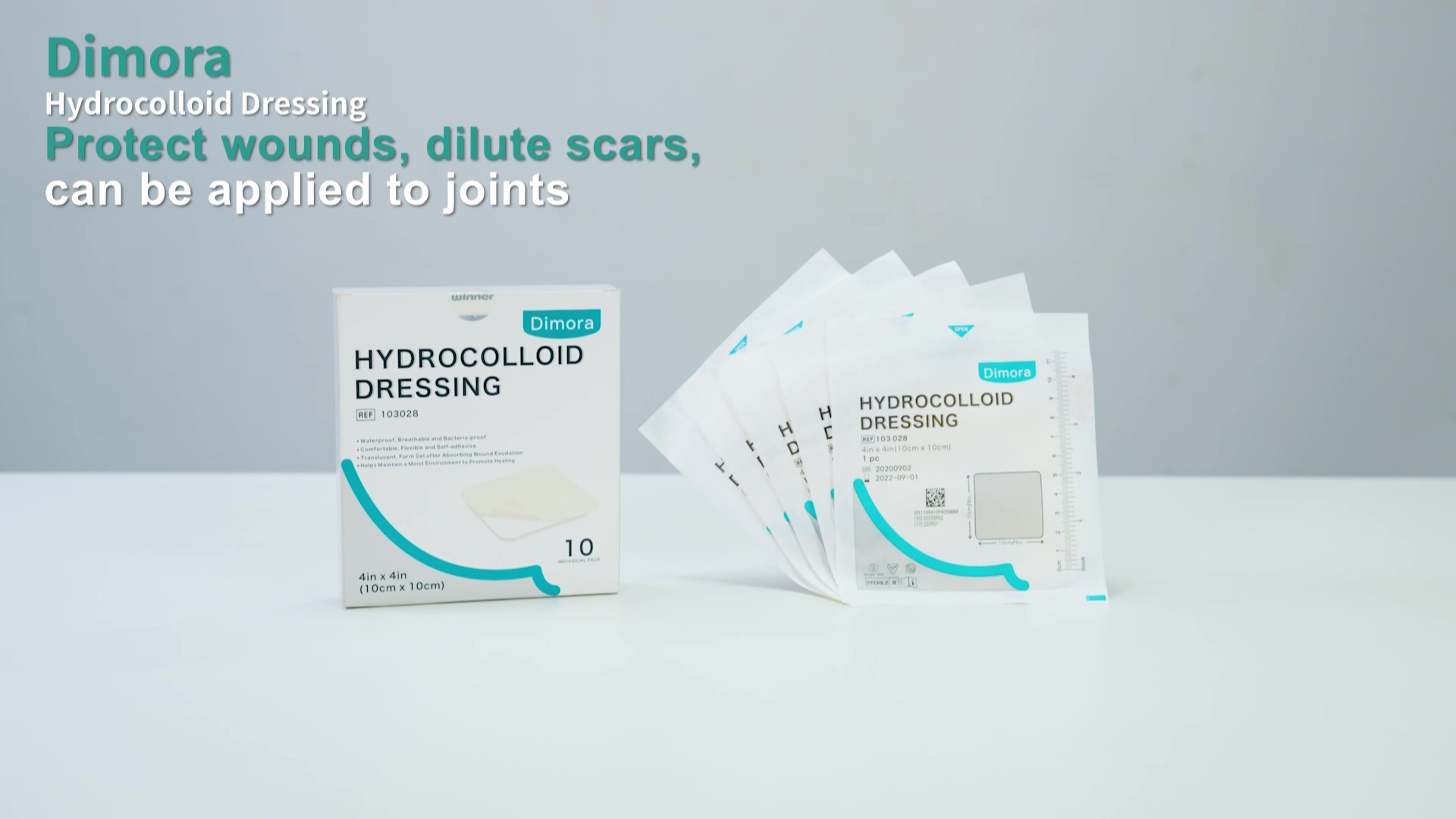 Image of Dimora Hydrocolloid Dressing 4 inch x 4 inch for Wound Care, 10 Pcs Large Patch Bandages with Self-Adhesive for Bedsore, Burn, Blister, Acne Care, Super Absorbent for Fast Healing