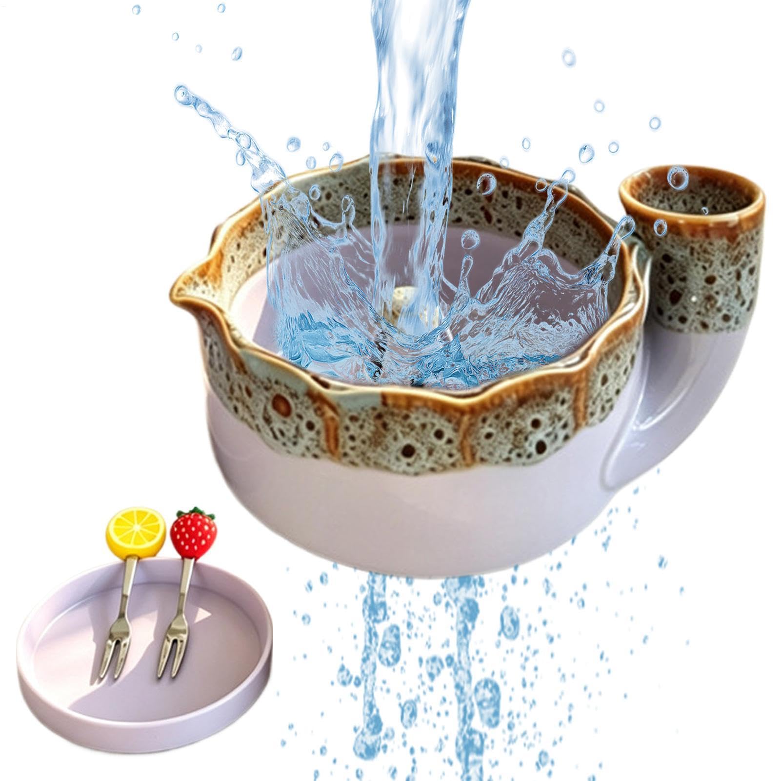 Swirling Berry Waschschüssel, Keramik-Spinner mit erhöhtem Mittelablauf