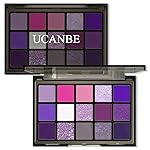 UCANBE Purple Eyeshadow Makeup Palette, 15 Colors Dark Smokey Shimmer Matte Metallic Glitter Eye Shadow Pallet, Violet Lavender Pink Make Up Kit for Cosplay Halloween Ursula Witch Costume Parties