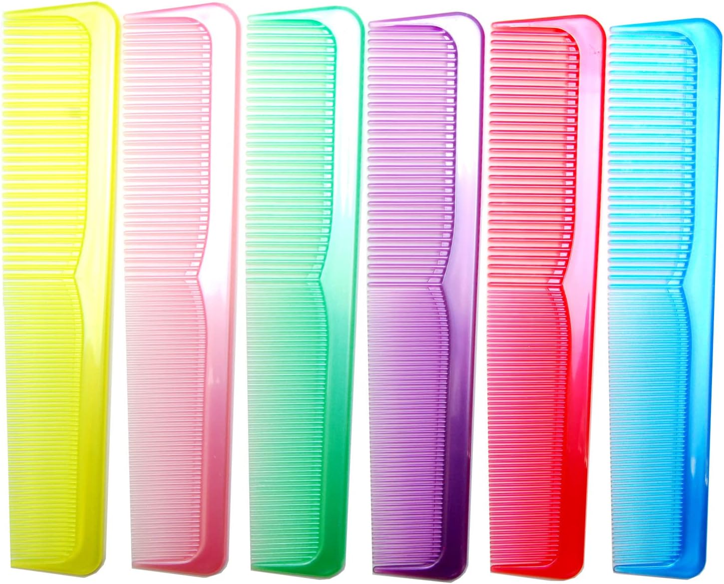 (6 Pack) 9 Inch Colorful Sturdy Essentials Coarse/Fine Dressing Dresser Comb Hair Combs (C)
