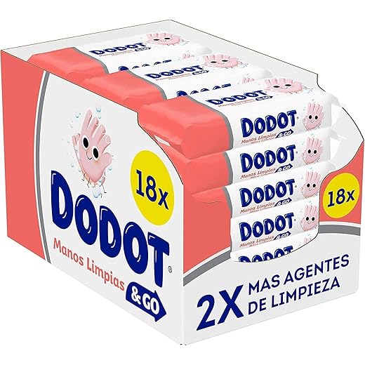 Dodot Manos Limpias & Go 18 Paquetes De 40 Unidades, 720 Toallitas, Toallitas Higienizantes De Manos Para Toda La Familia