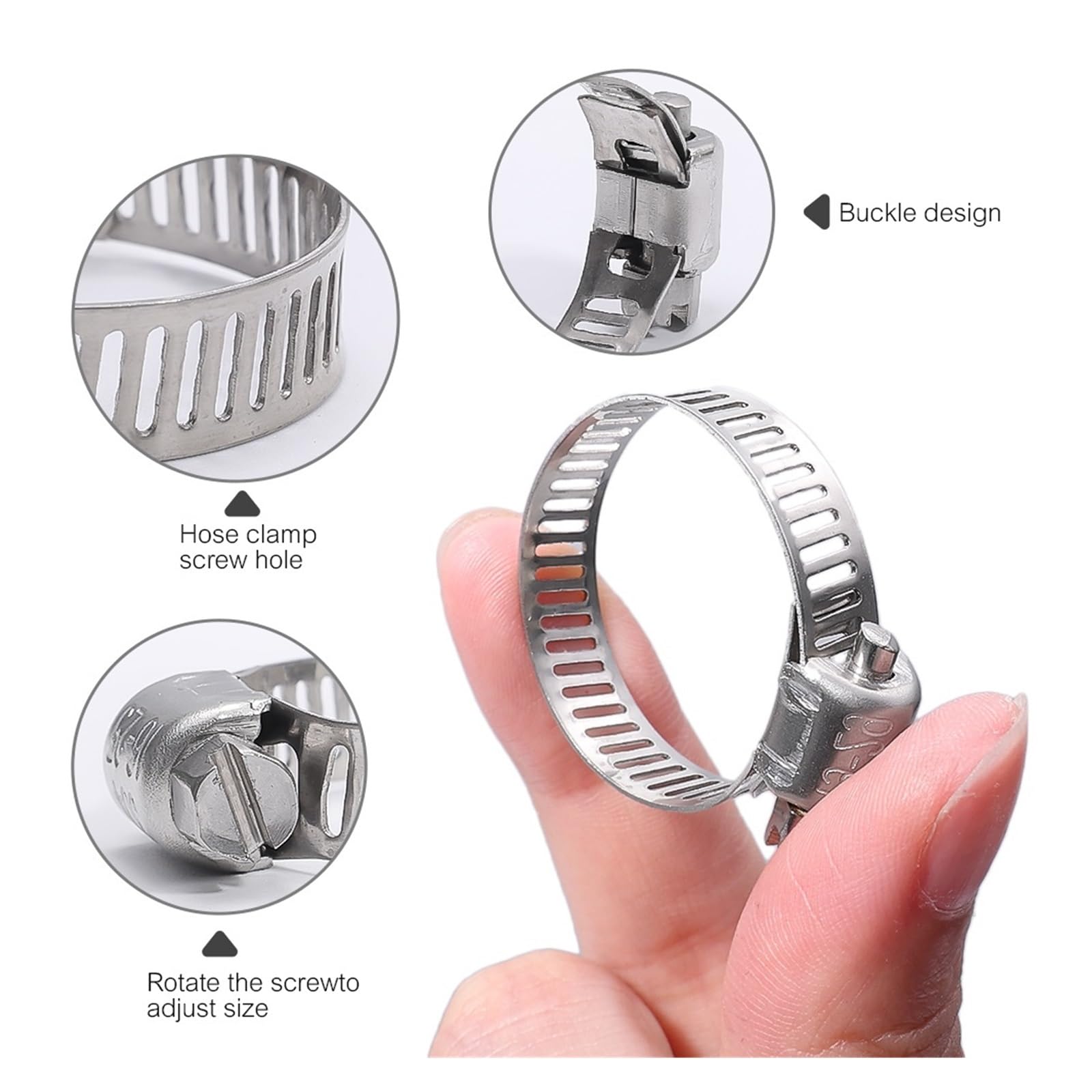 Klipsy do węża 1-50 x klipsy do węża zaciski do rur 6 mm-29 mm zestaw zacisków obręczy ze stali nierdzewnej (13-19 mm (50 szt.)
