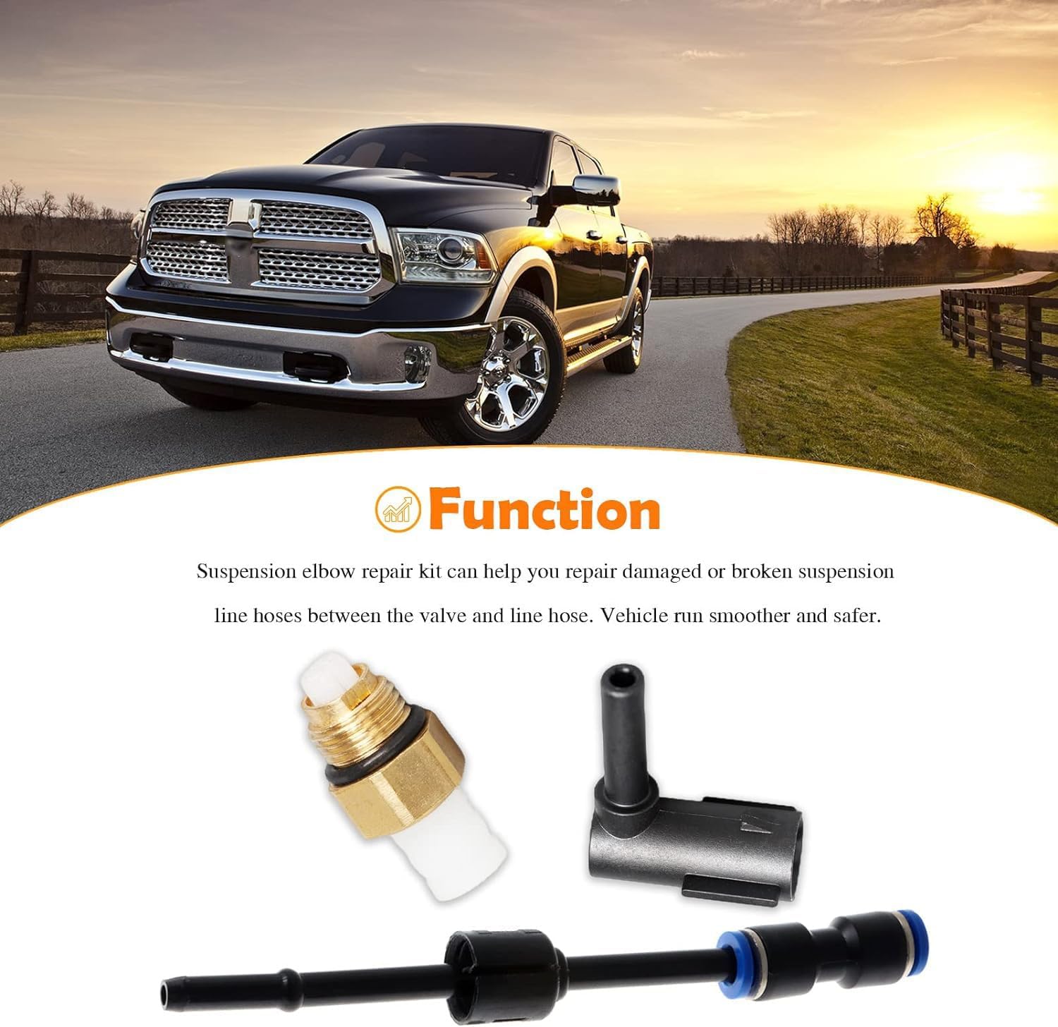compatible Air Strut Elbow Repair Kit Fit for Jeep Grand Cherokee with Quadra Lift 2011-2020 Replace 68084809AA(With Hose)