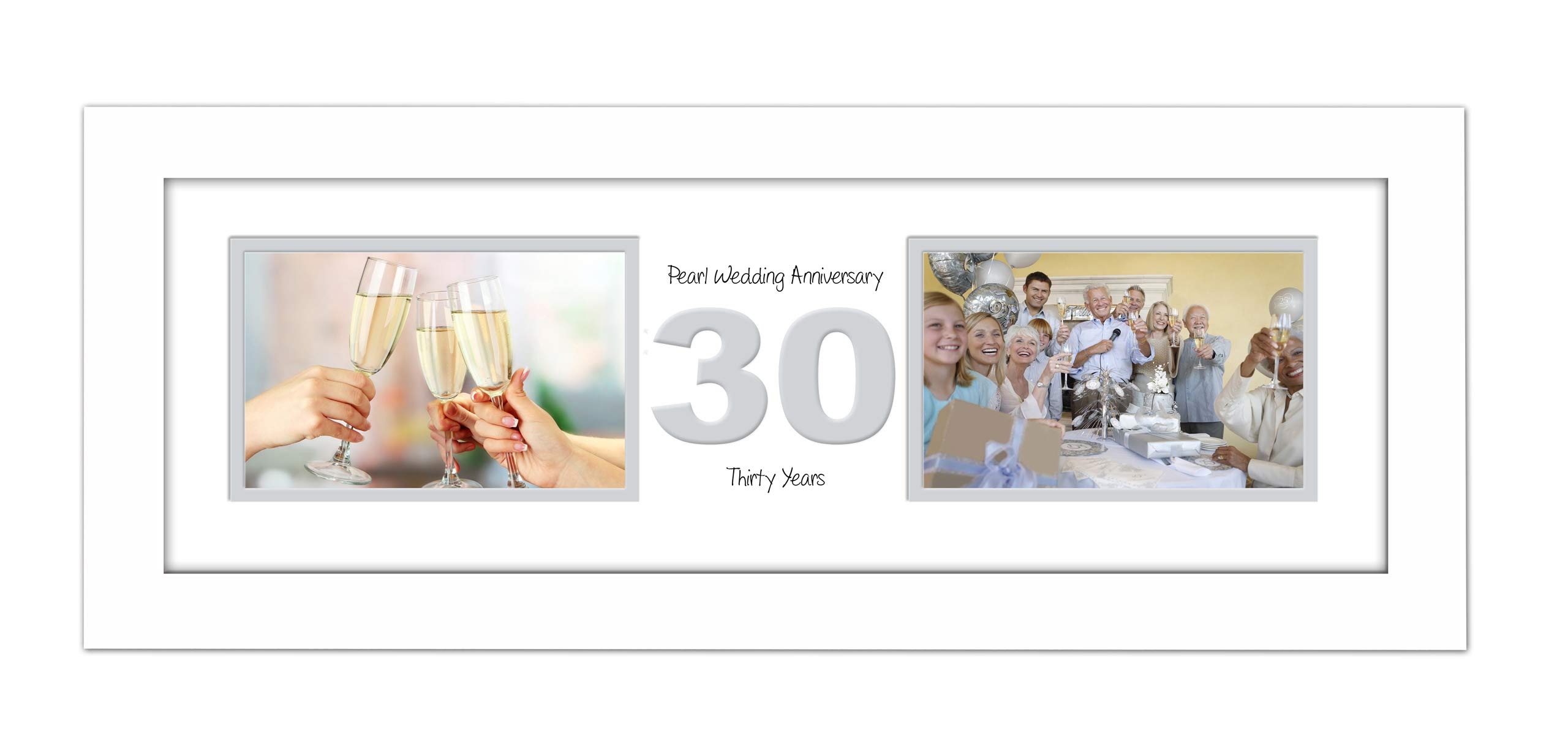 Photos In A Word White Finish Frame White Mount Grey Inside 30Th Anniversary Photo Frame Pearl Wedding Thirtieth Gift Takes Two 6”X4” Landscape Photos 1233A (White Finish Frame White Mount Grey Inside)