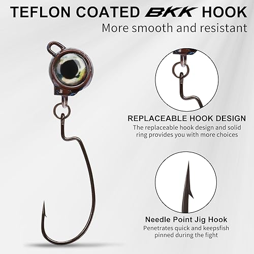 Miniatura 3 de TRUSCEND Señuelos de pesca de titanio con protección contra malas hierbas con gancho BKK recubierto de teflón ultra suave, plantillas de bajo con