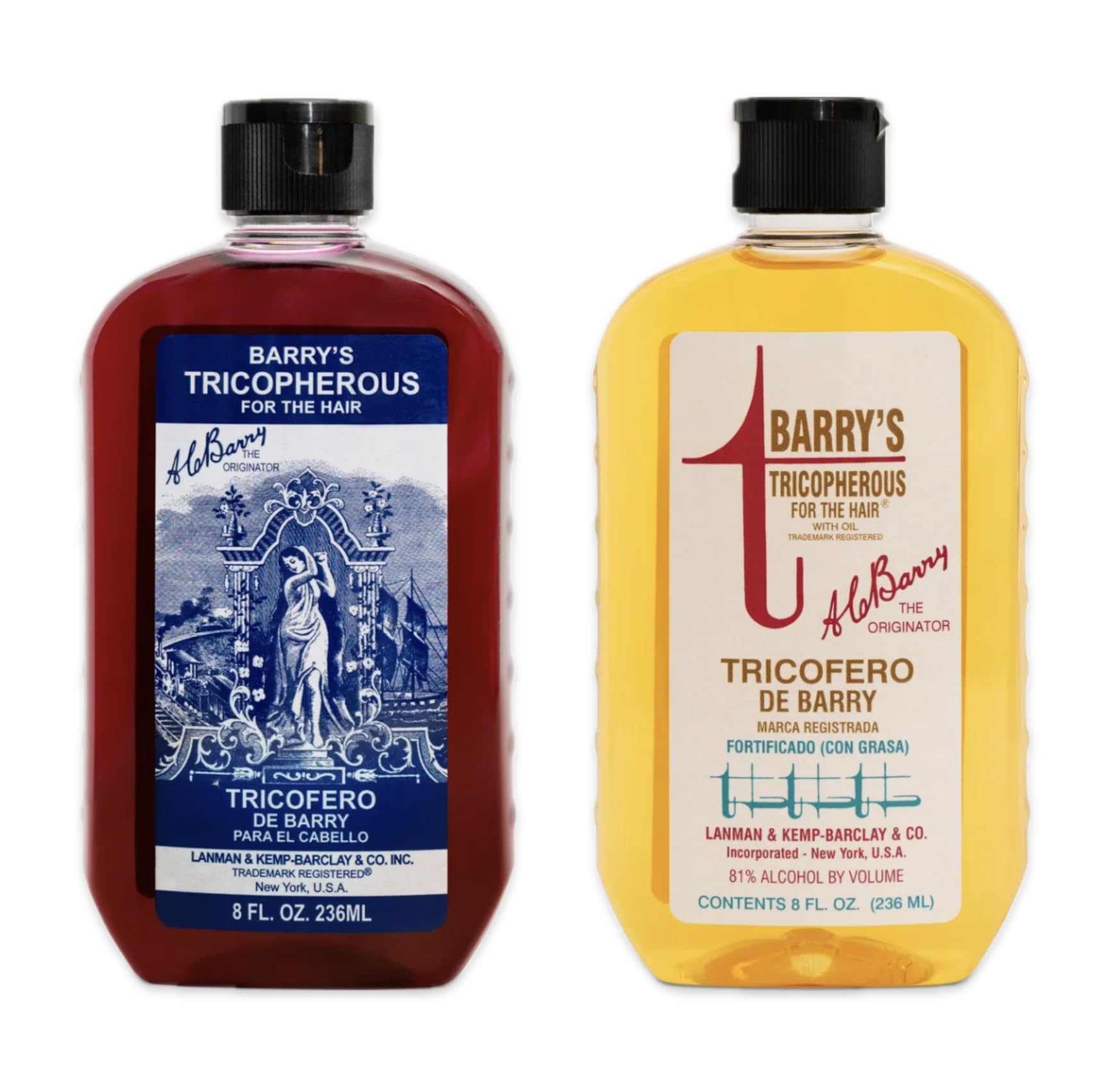 Generic Barrys Tricopherous for the hair - Tricopherous de Barry para el cabello - 8 fl oz (Pack of 2, Traditional + With Oil)