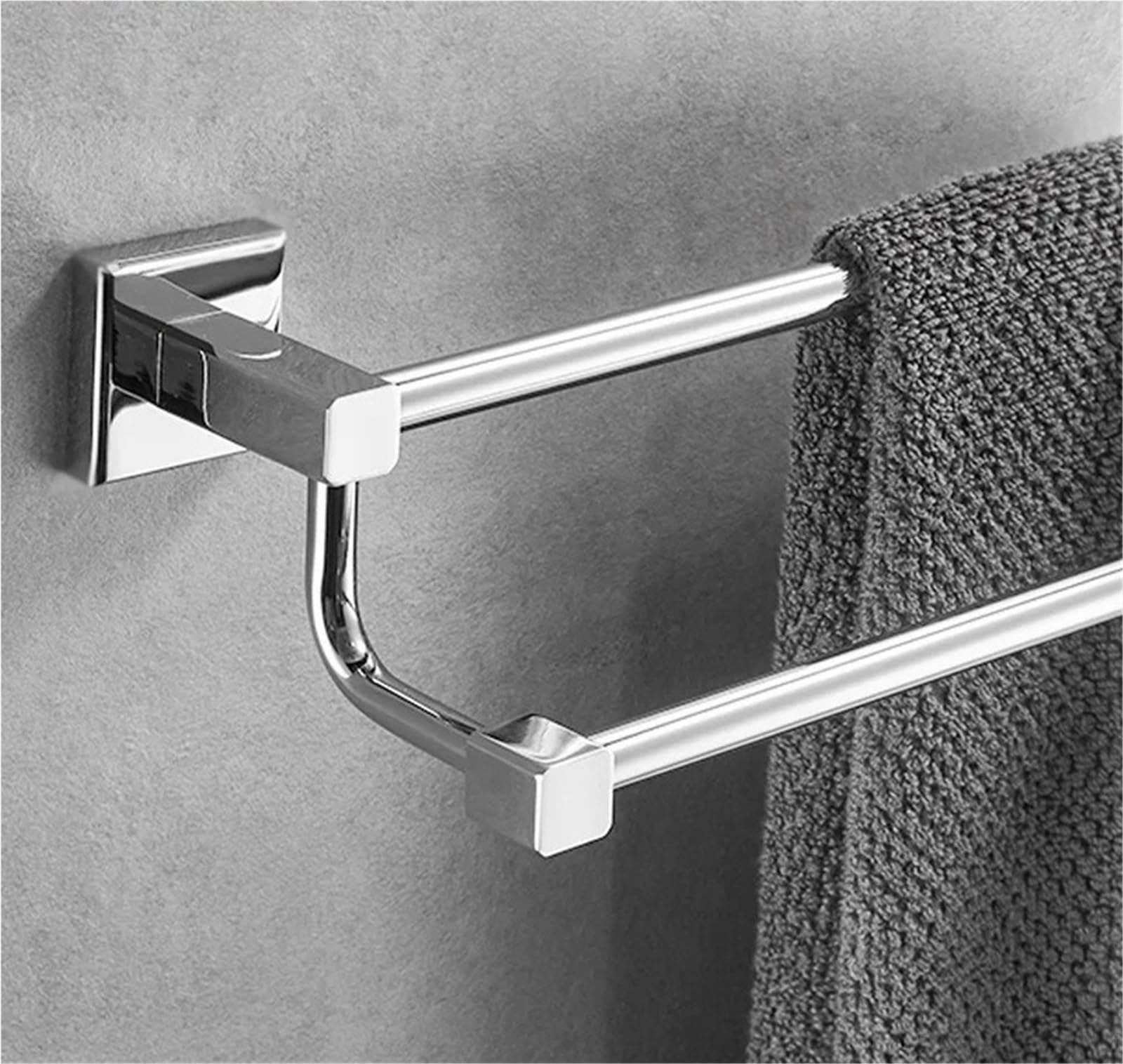 Porta Asciugamani Portasciugamani doppio, finitura cromata, accessori for il bagno in acciaio inox, portasciugamani(50cm)