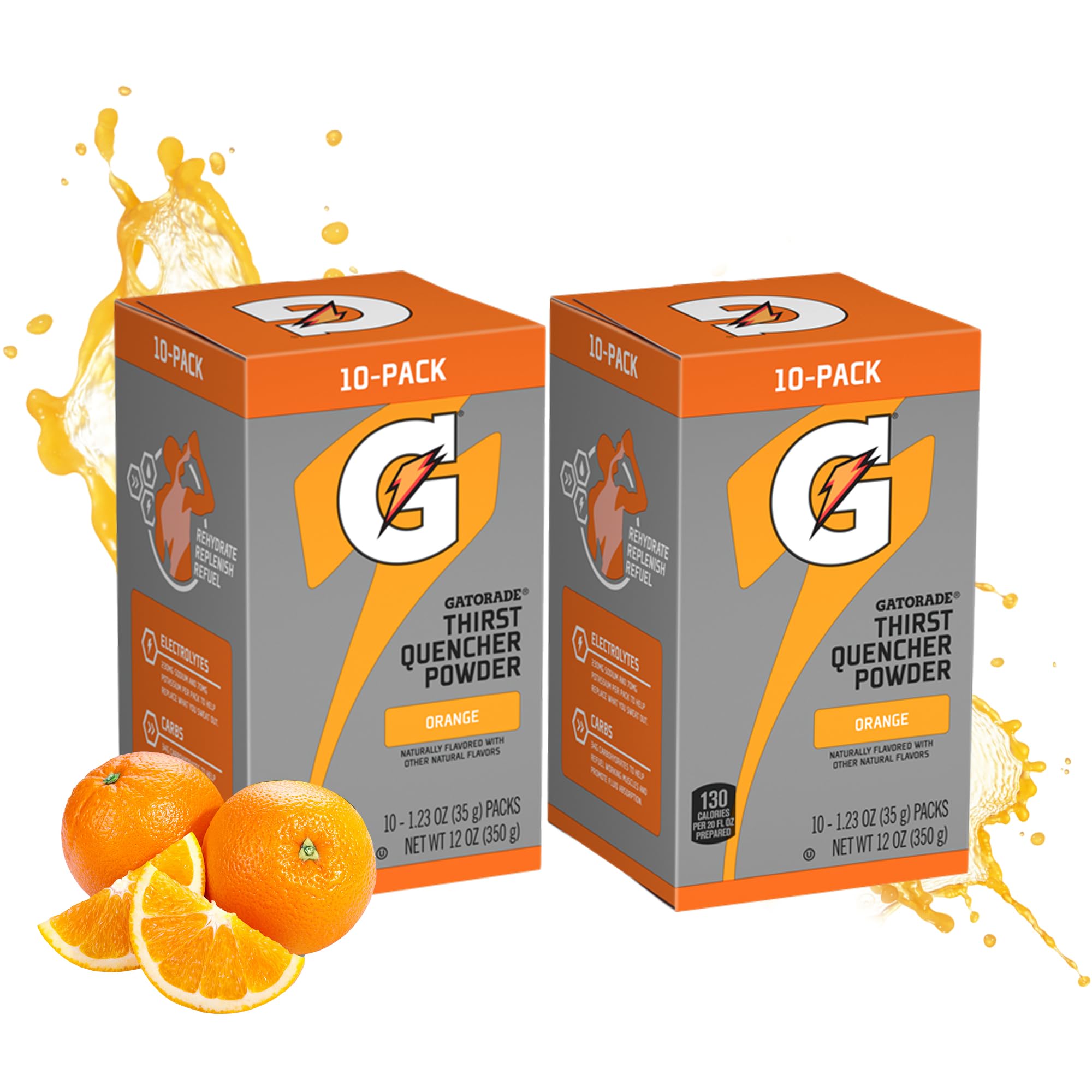 AYD Goods Thirst Quencher Powder Sticks, Orange, Total of 20 Counts, 1.23oz Powder Packets with Electrolytes (2 Packs of 10)