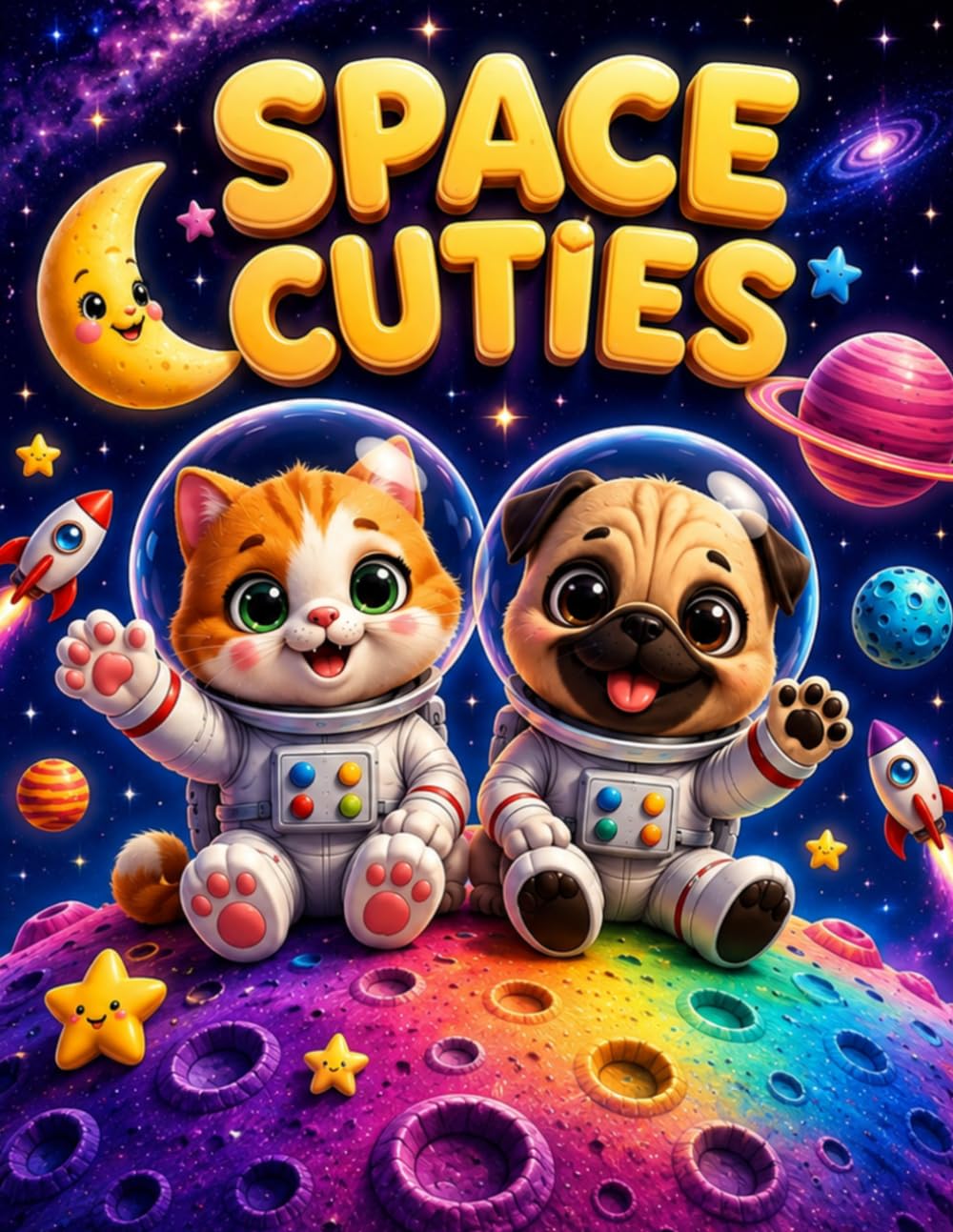 Space Cuties: 25 Fun Space Coloring Pages for Preschoolers and Young Kids