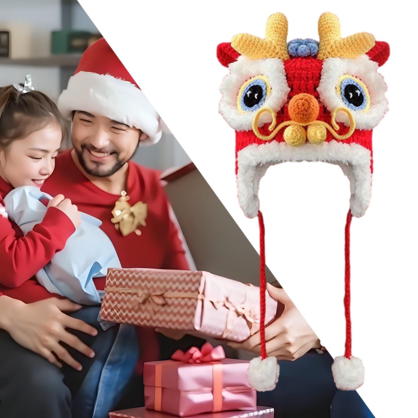 Cappello a Forma di Drago Cinese, Cappello con Motivo Animale, Cappello Invernale Caldo per Vacanze, Capodanno, Compleanno