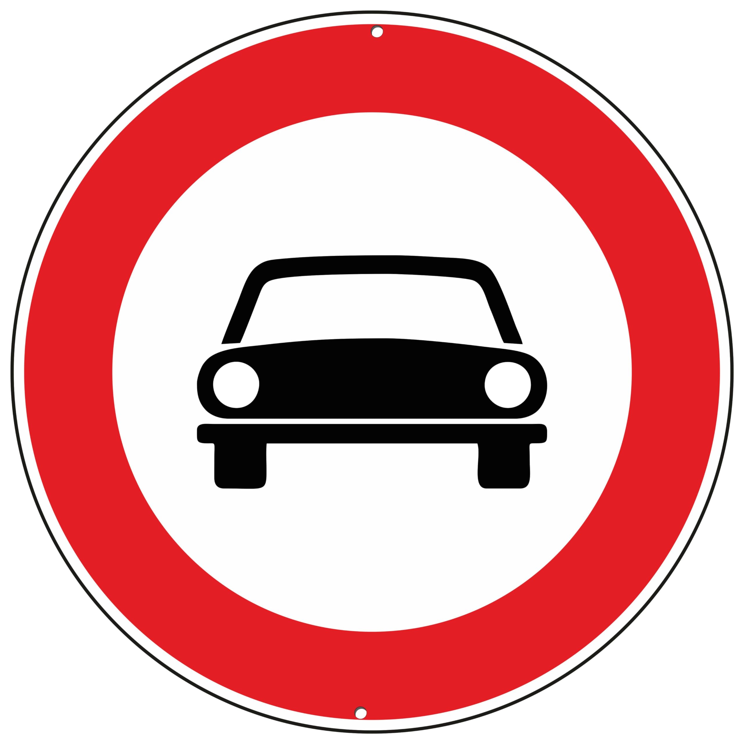 Publimania No Access to Cars, Verkehrsschilder, 3 mm dickes, rundes Aluminium-Verbundschild für den Außenbereich, Ø 30 (Zugang zu Fahrzeugen verboten)